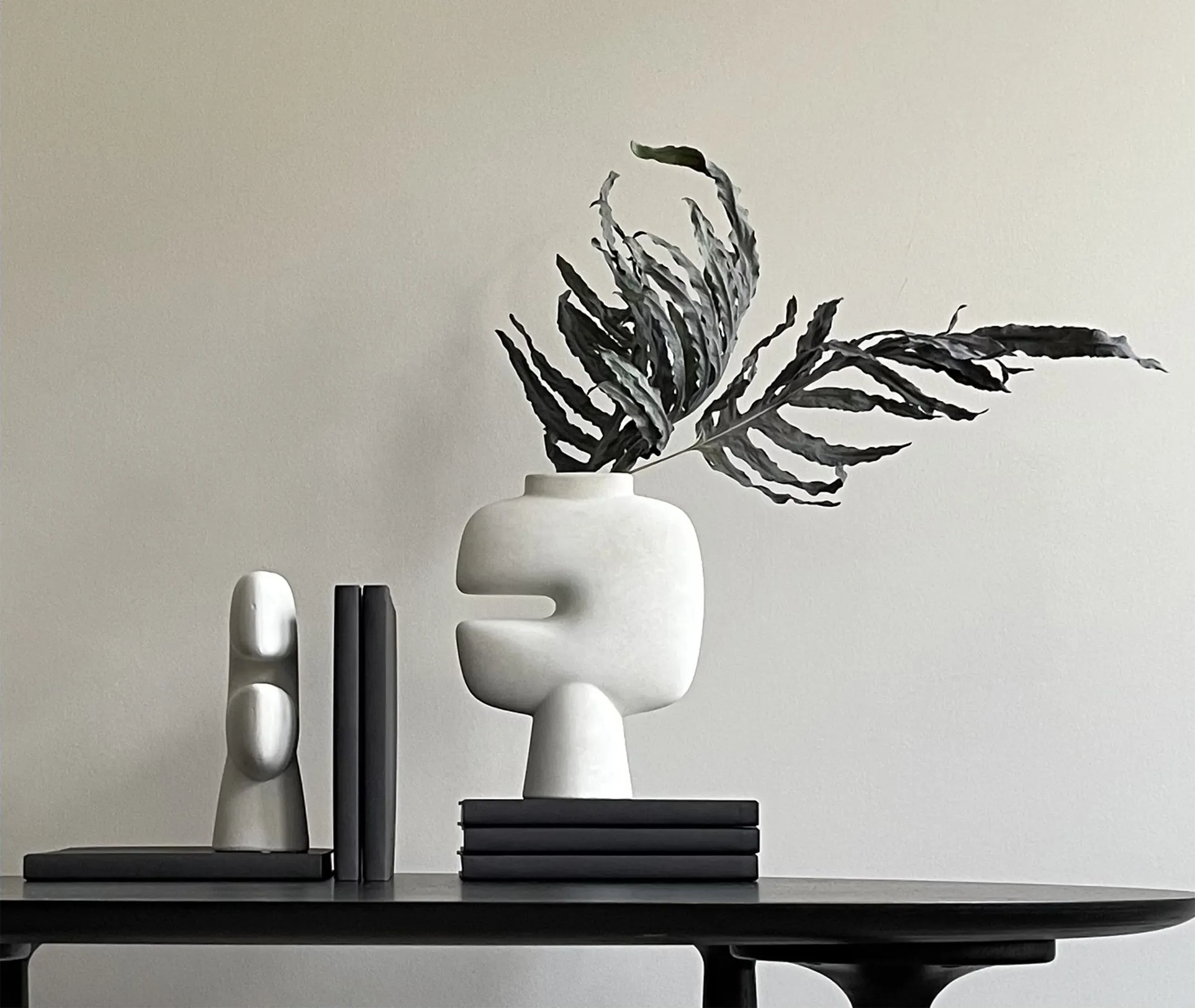 Tribal Large Vase - White, Ceramic