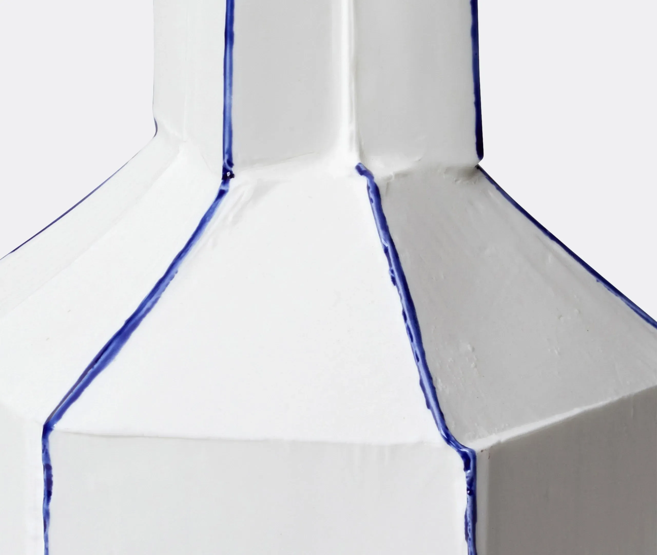 Angular Vase with Lines - White, Bone China