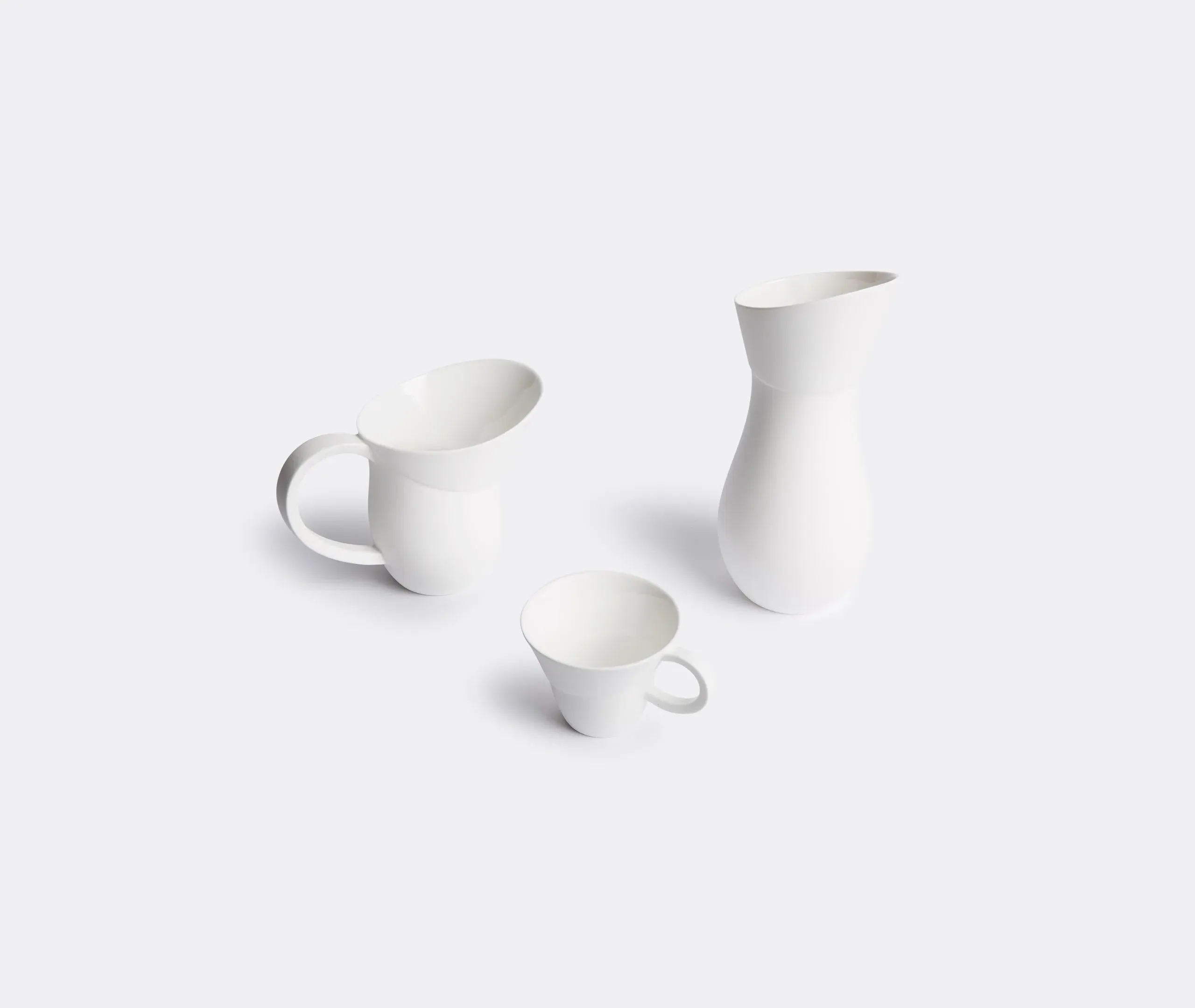 Flare Jug with Sculptural Design - White, Bone China