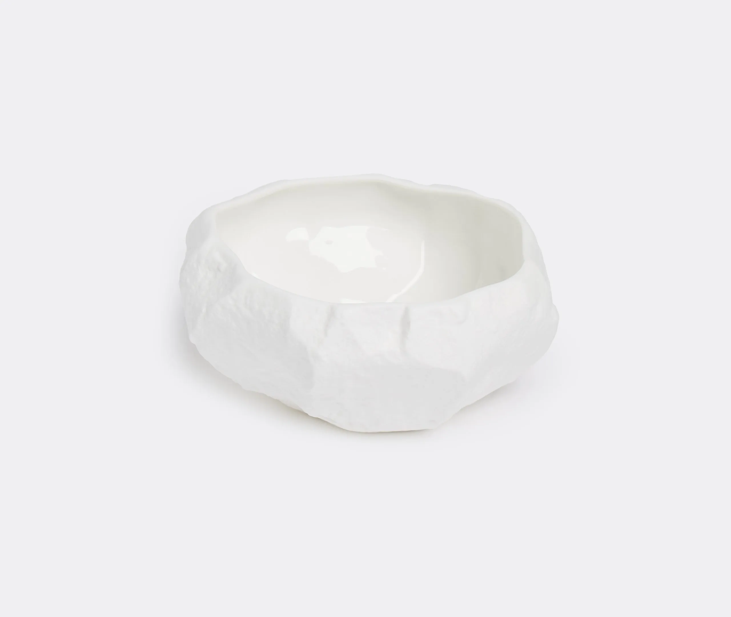 Medium Bowl with Textured Surface - White, Bone China
