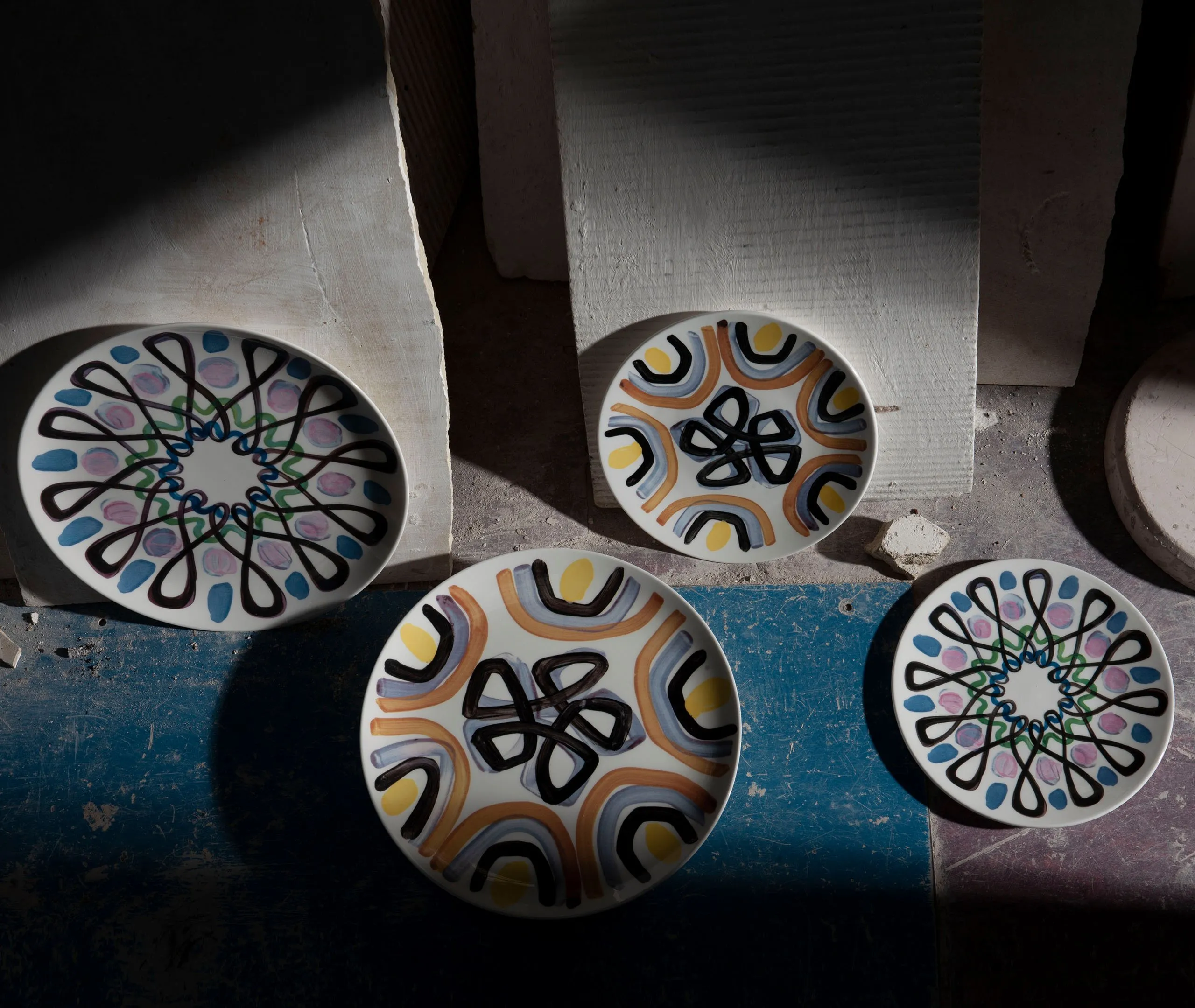 Salad Plate with Floral Pattern - Multicolor