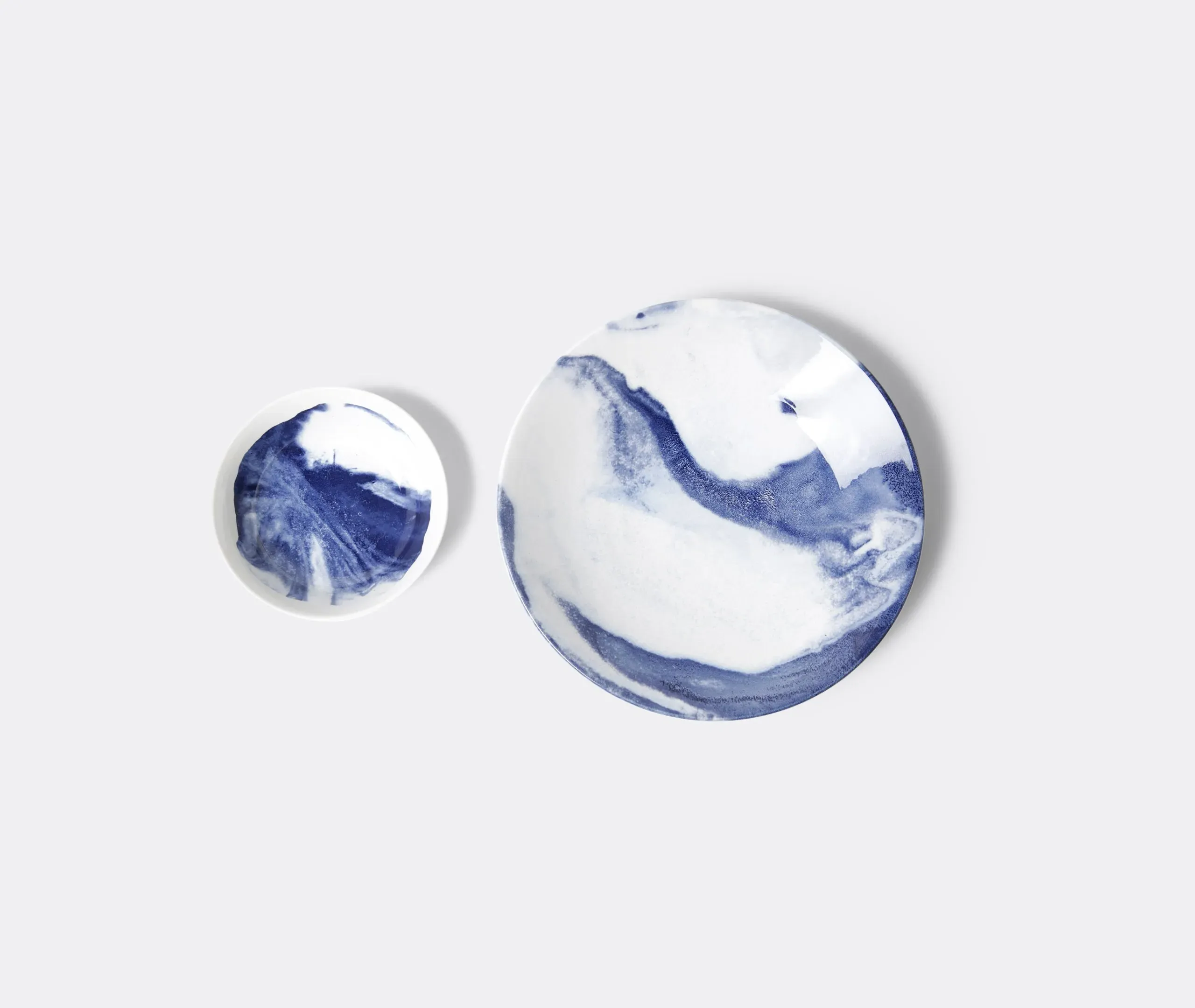 Serving Bowl with Swirl Pattern - Blue, Earthenware