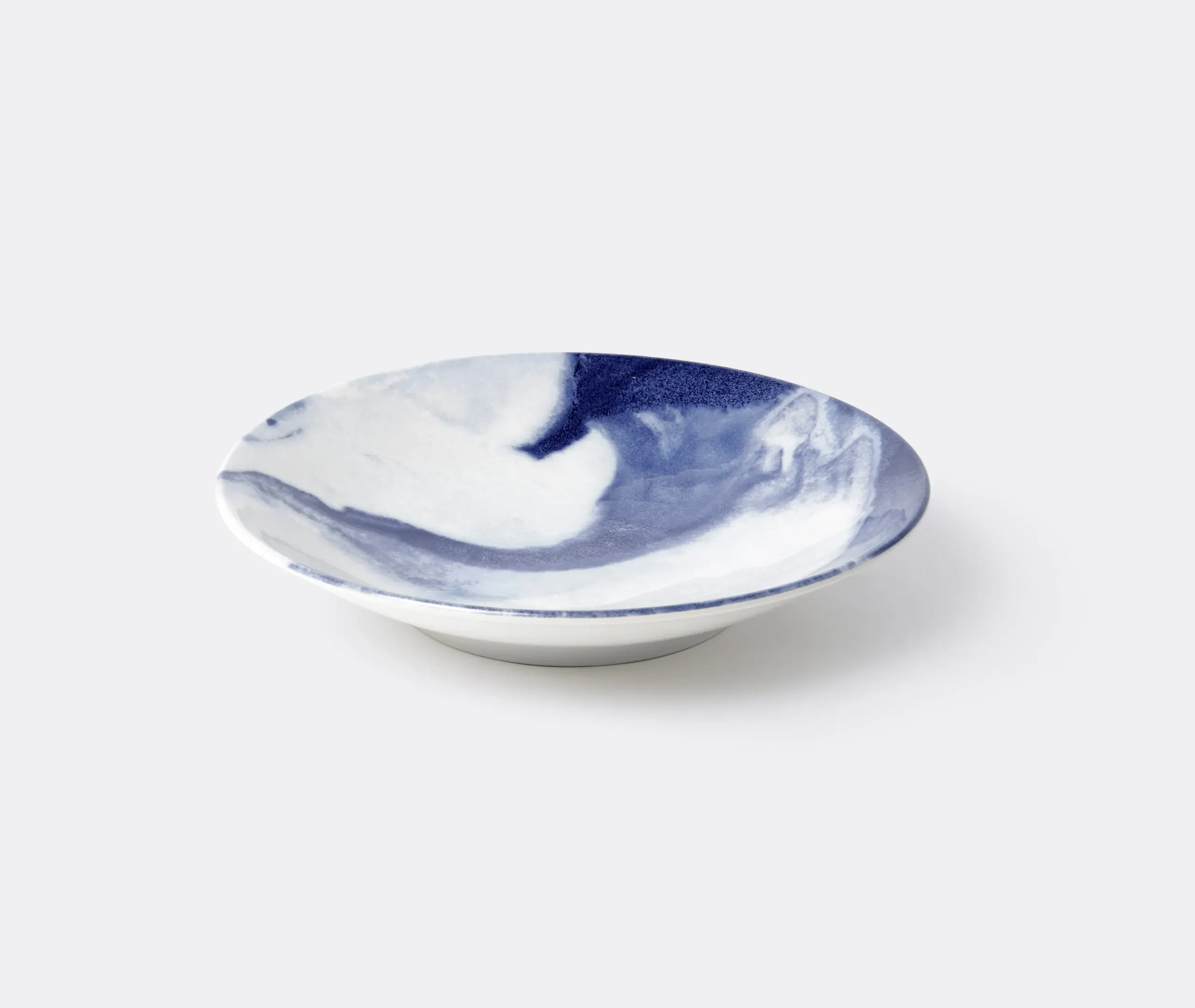 Serving Bowl with Swirl Pattern - Blue, Earthenware