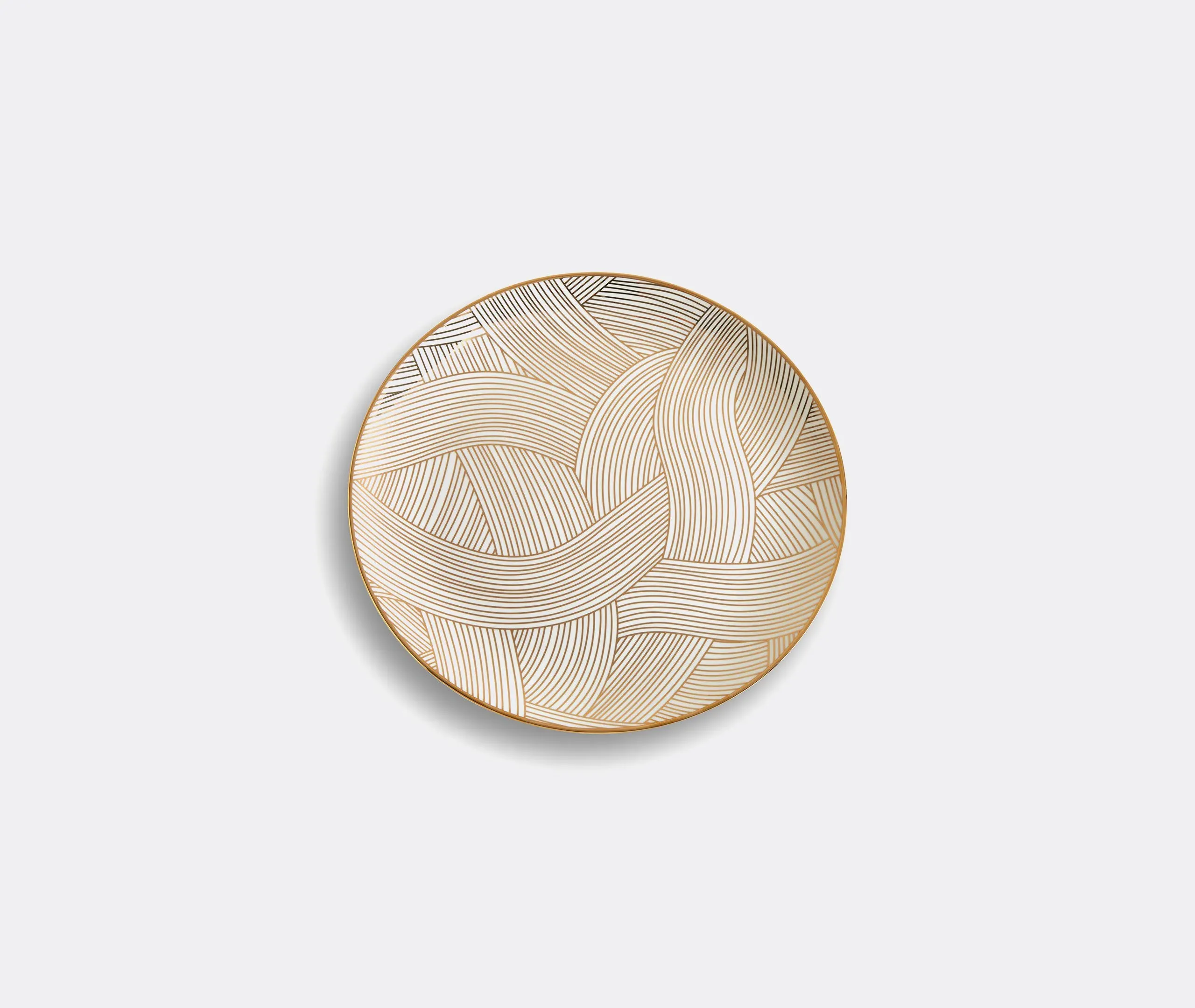 Serving Platter with Gold Detail - White, Bone China