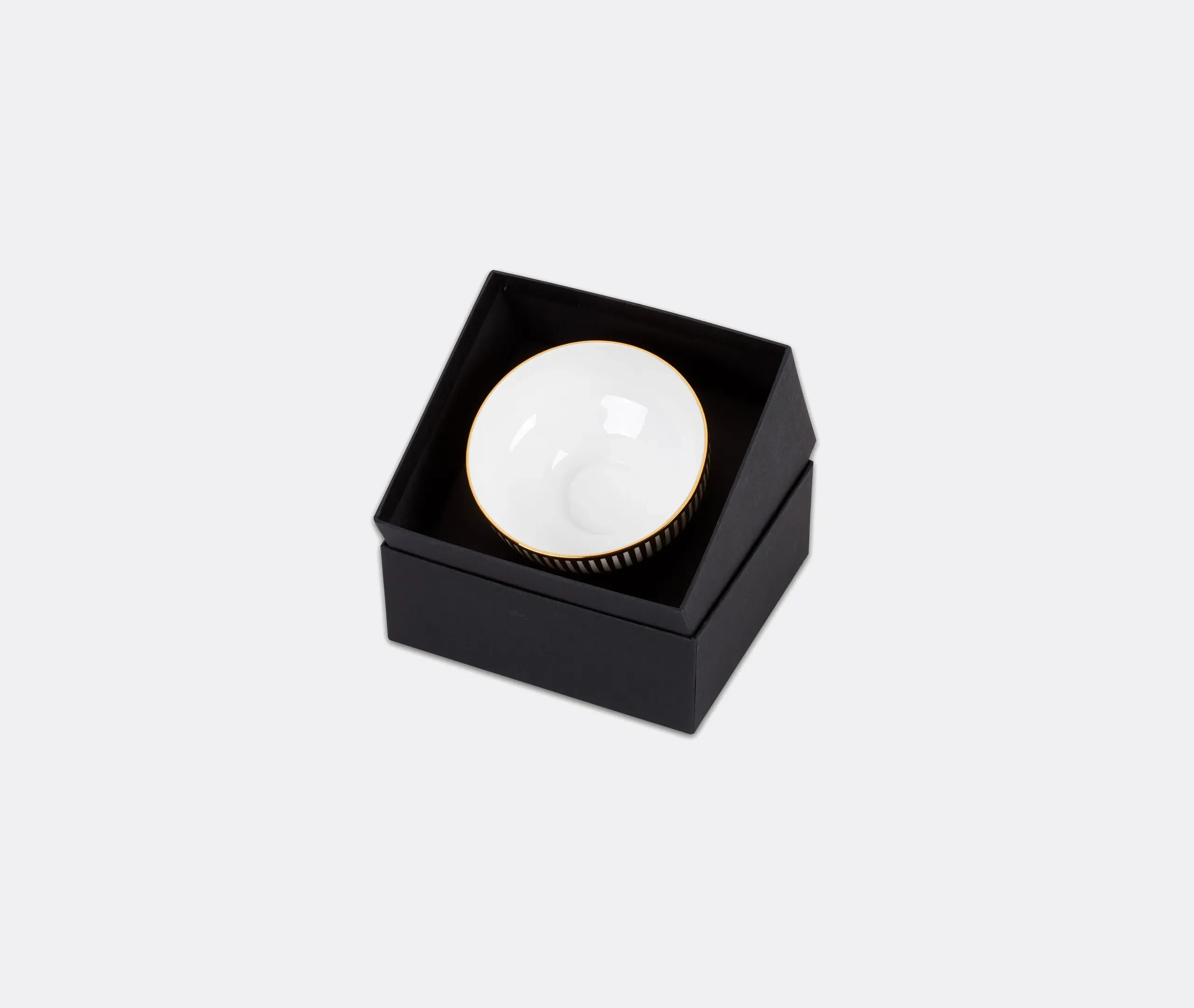 Tealight Holder with Gold Stripe - White, Bone China
