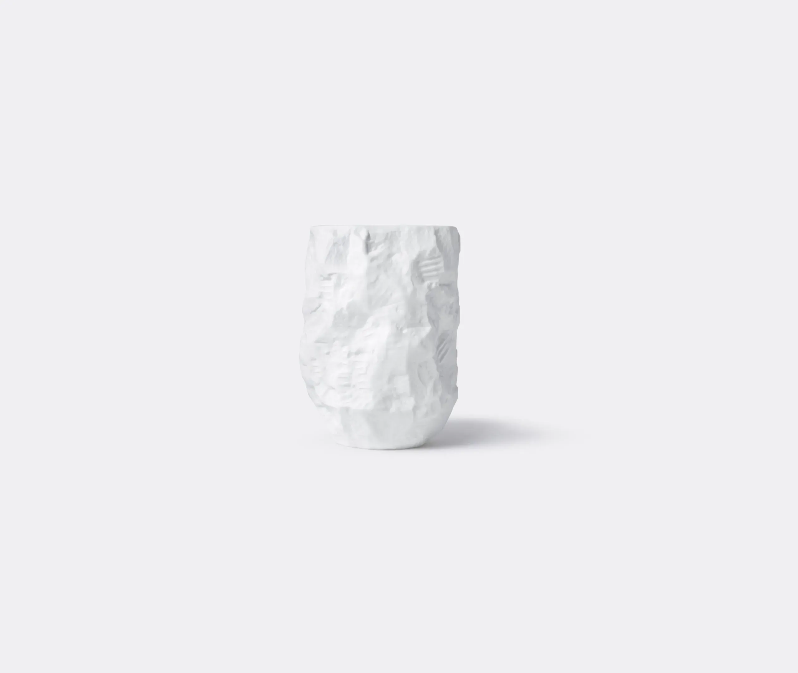 Textured Vase with Glazed Interior - White, Bone China