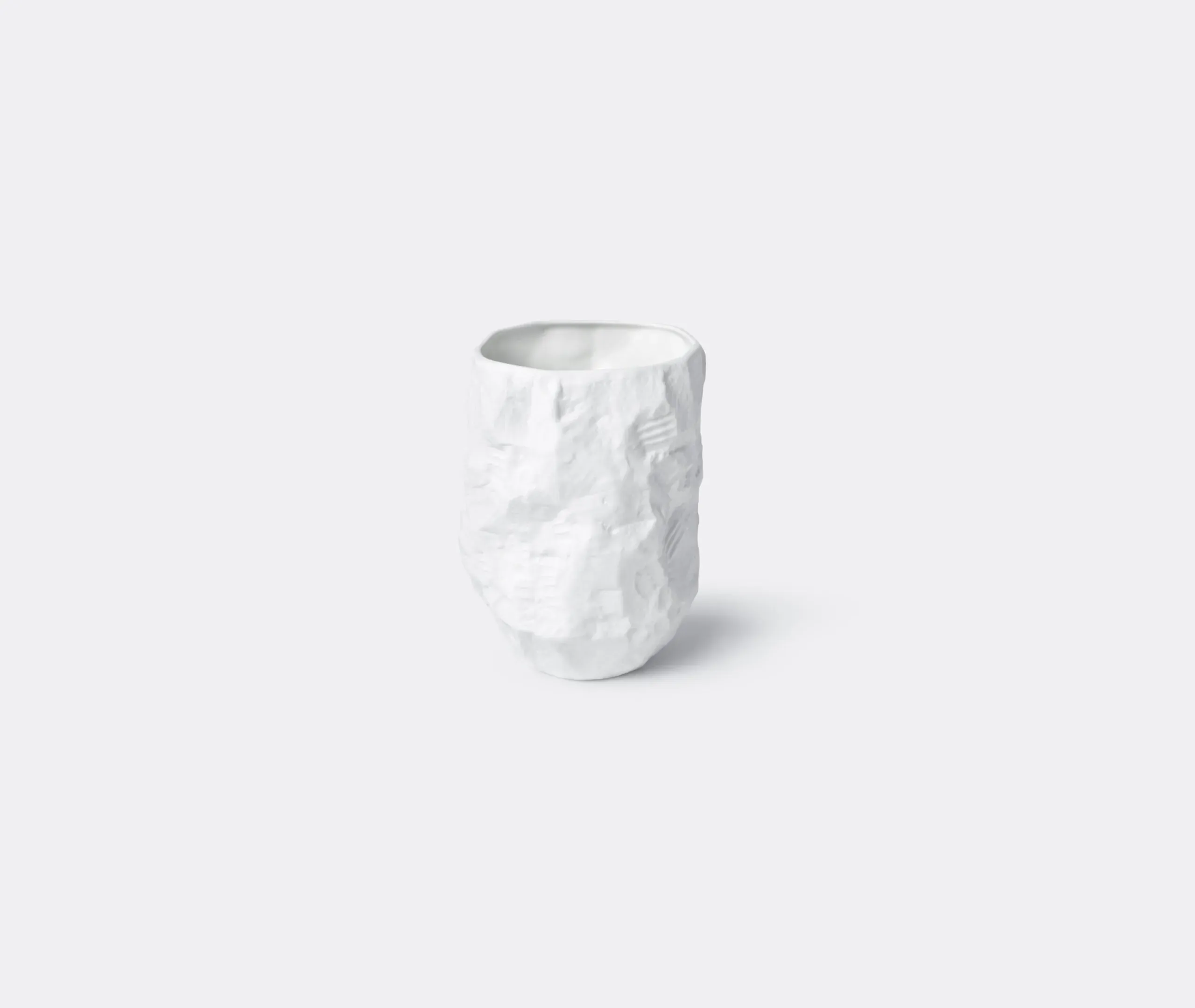 Textured Vase with Glazed Interior - White, Bone China