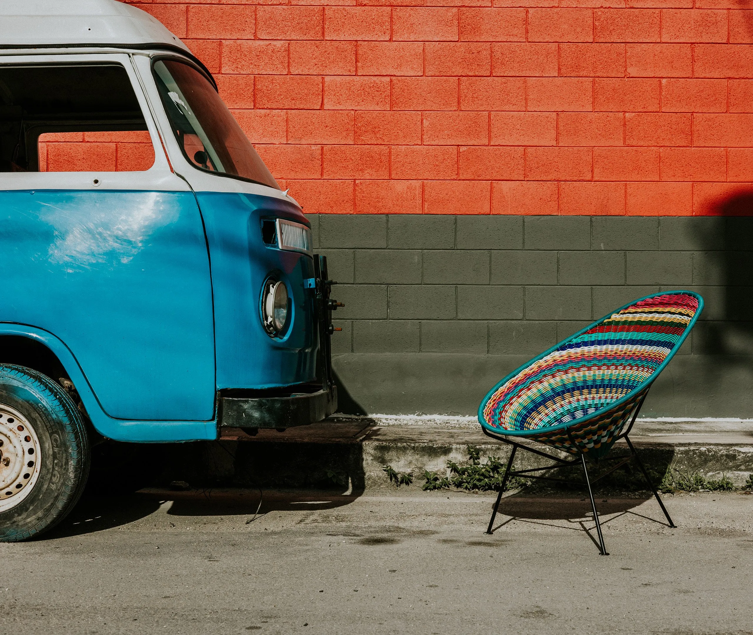 Acapulco Chair with Wicker Seat - Multicolor