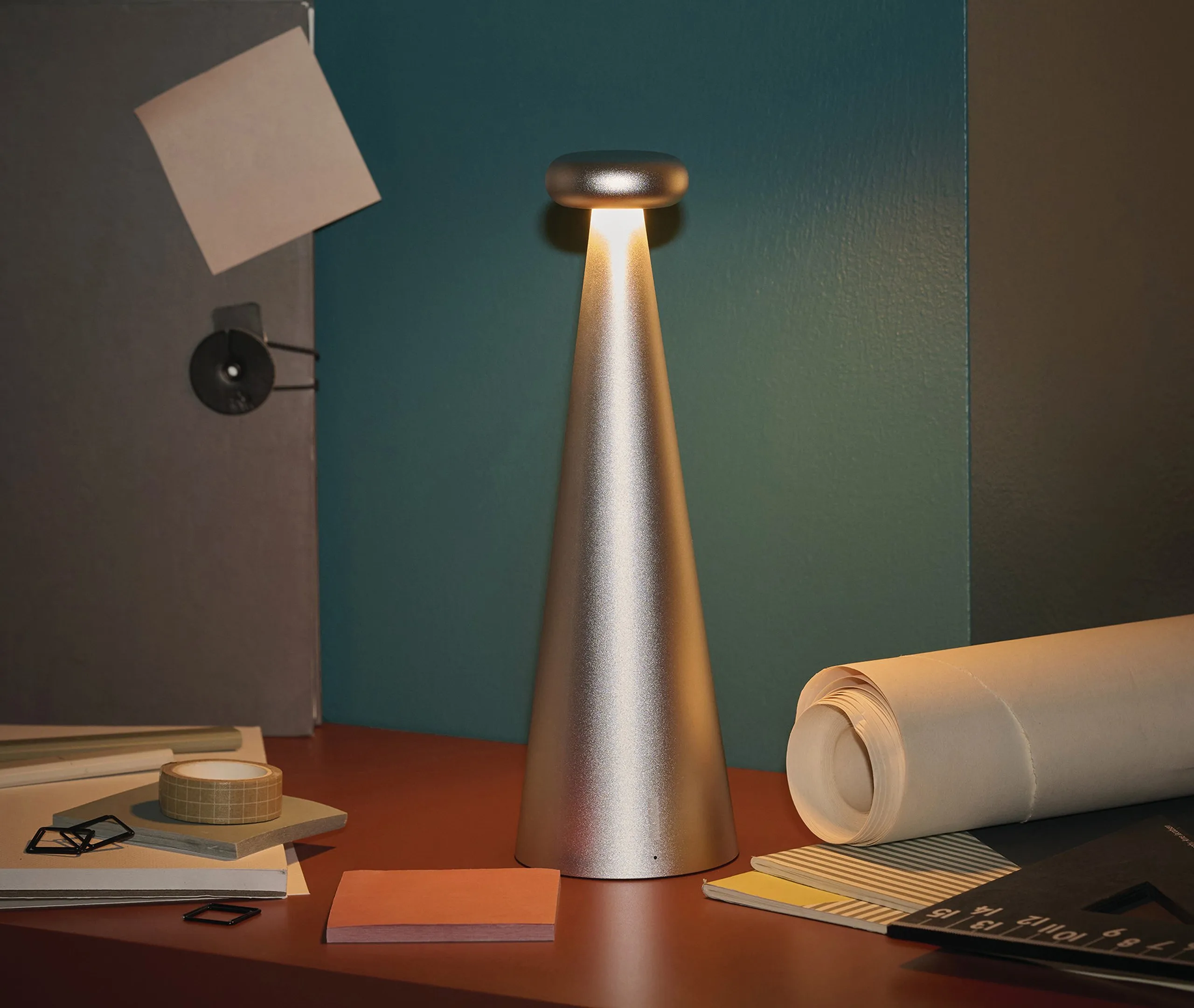 Conical Table Lamp with Touch Control - Grey