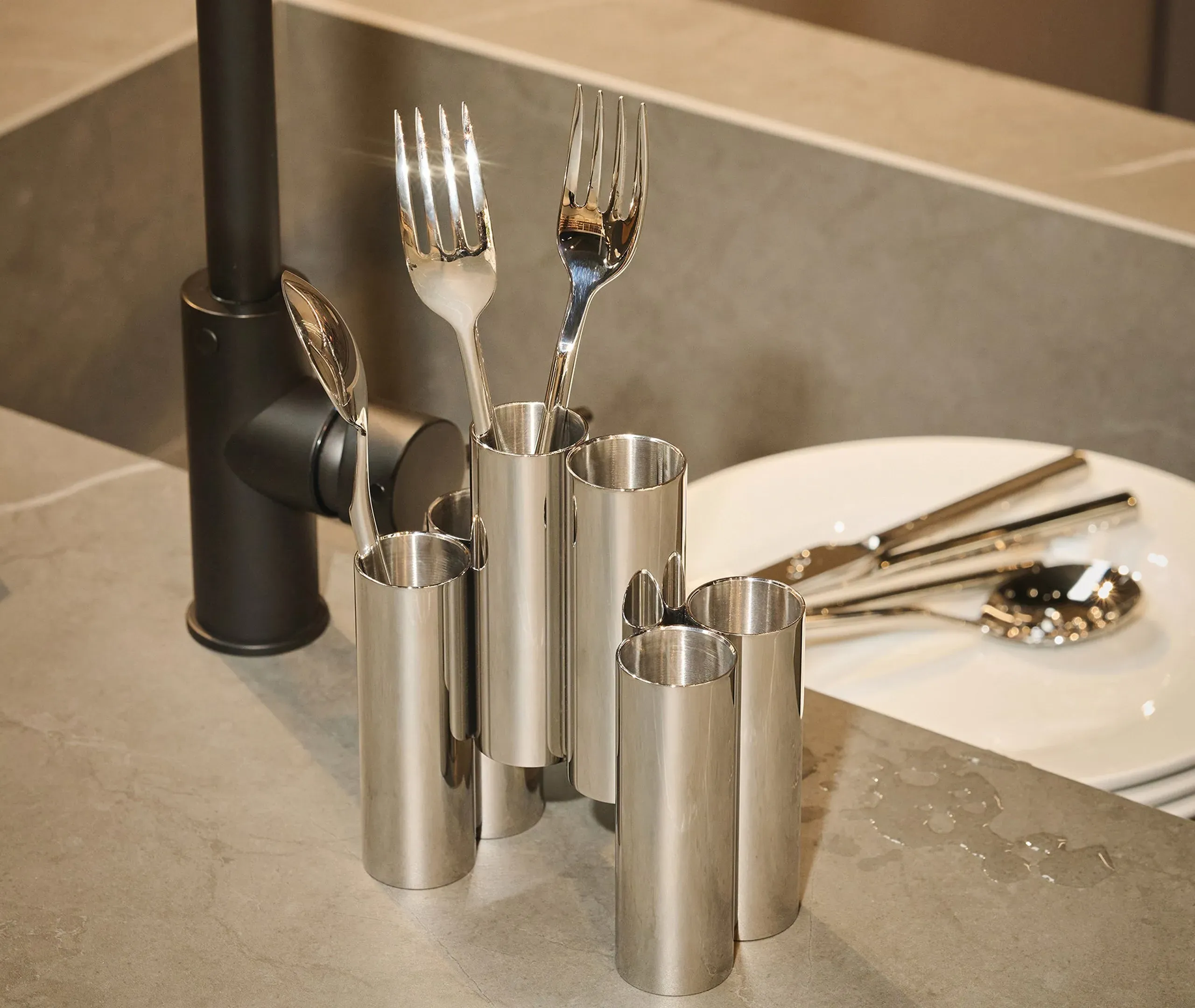 Cutlery Holder with Draining - Steel