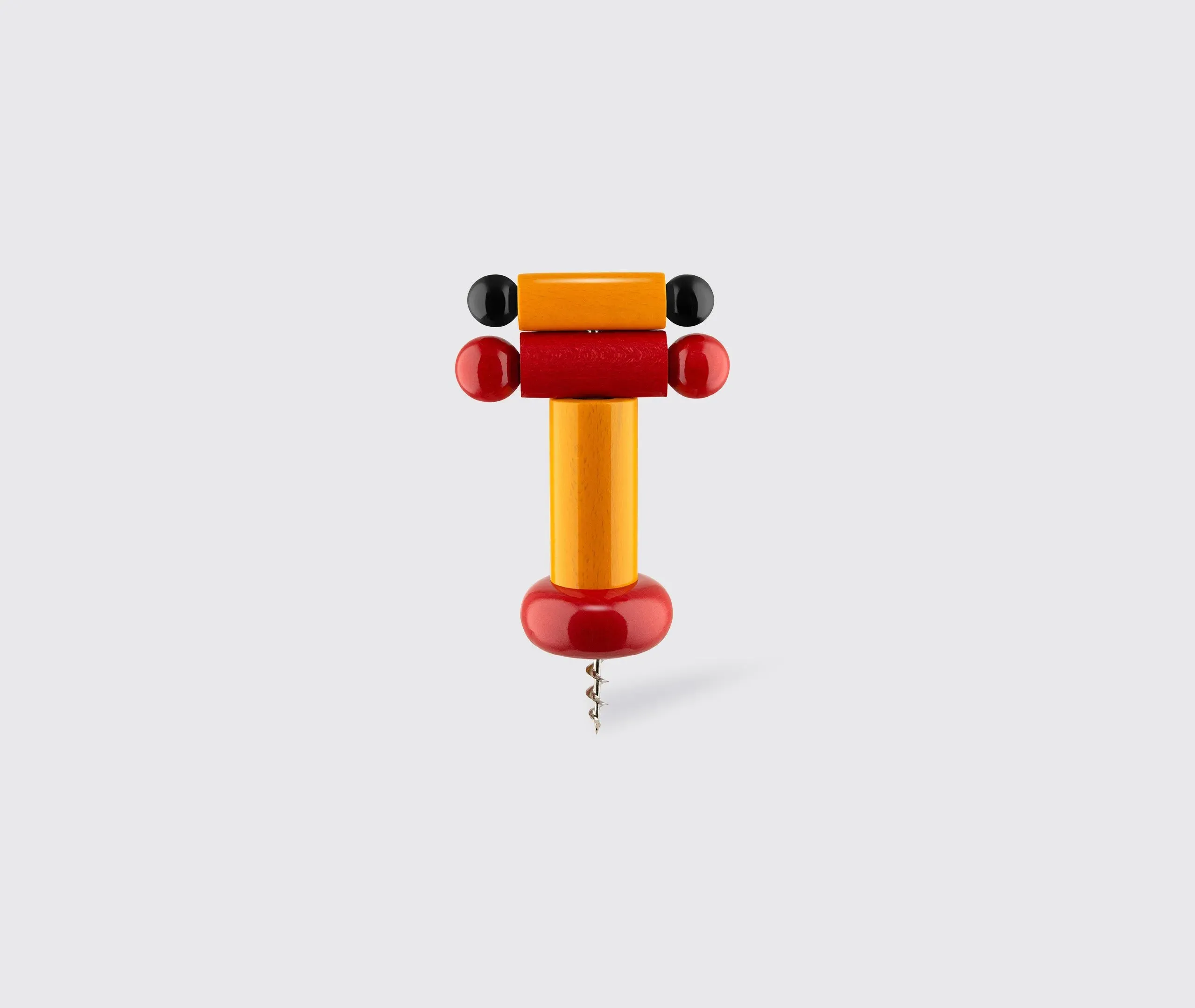 Ergonomic Corkscrew with Sculptural Design - Yellow, Beechwood