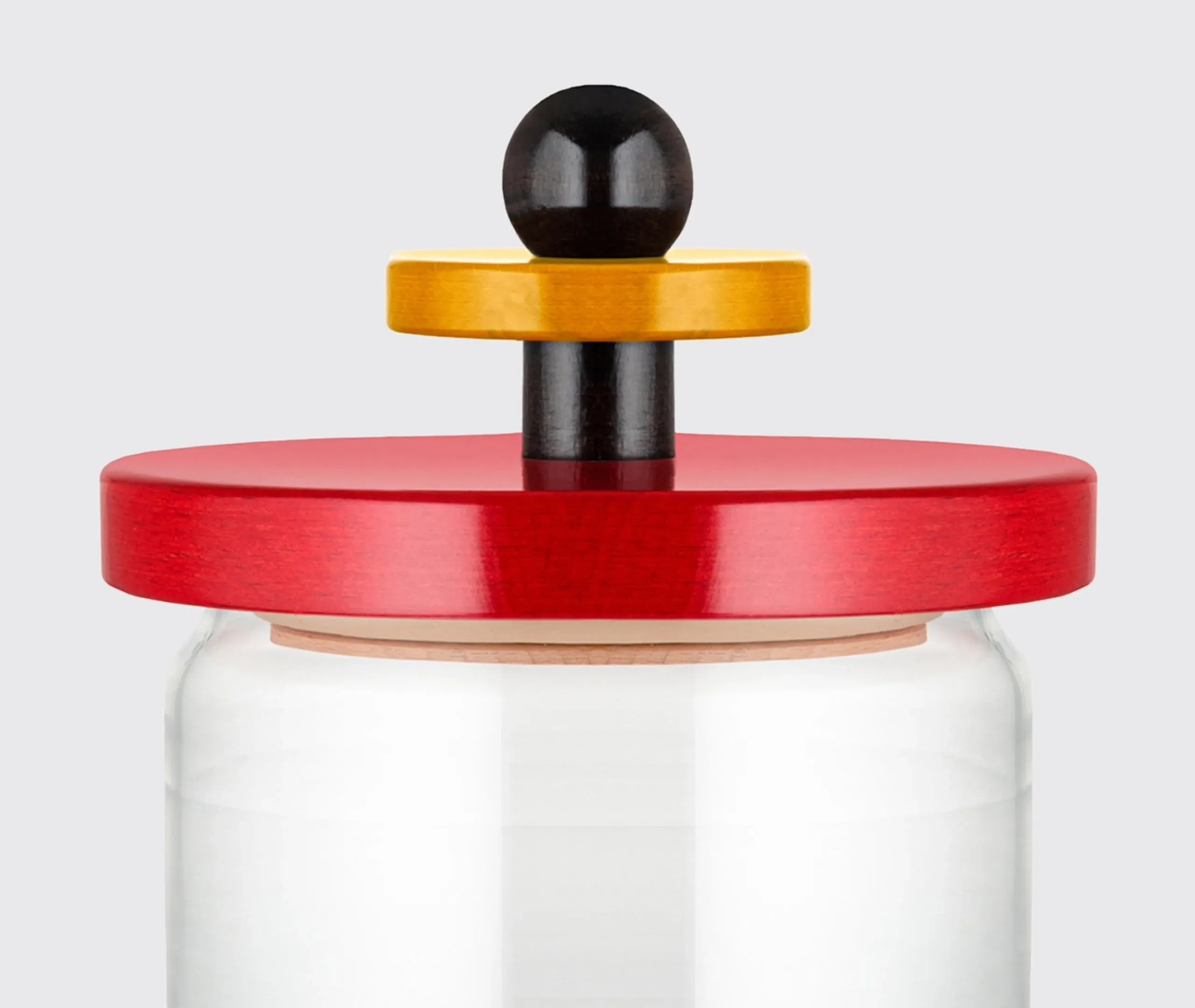 Glass Storage Jar with Hermetic Lid - Red, Glass