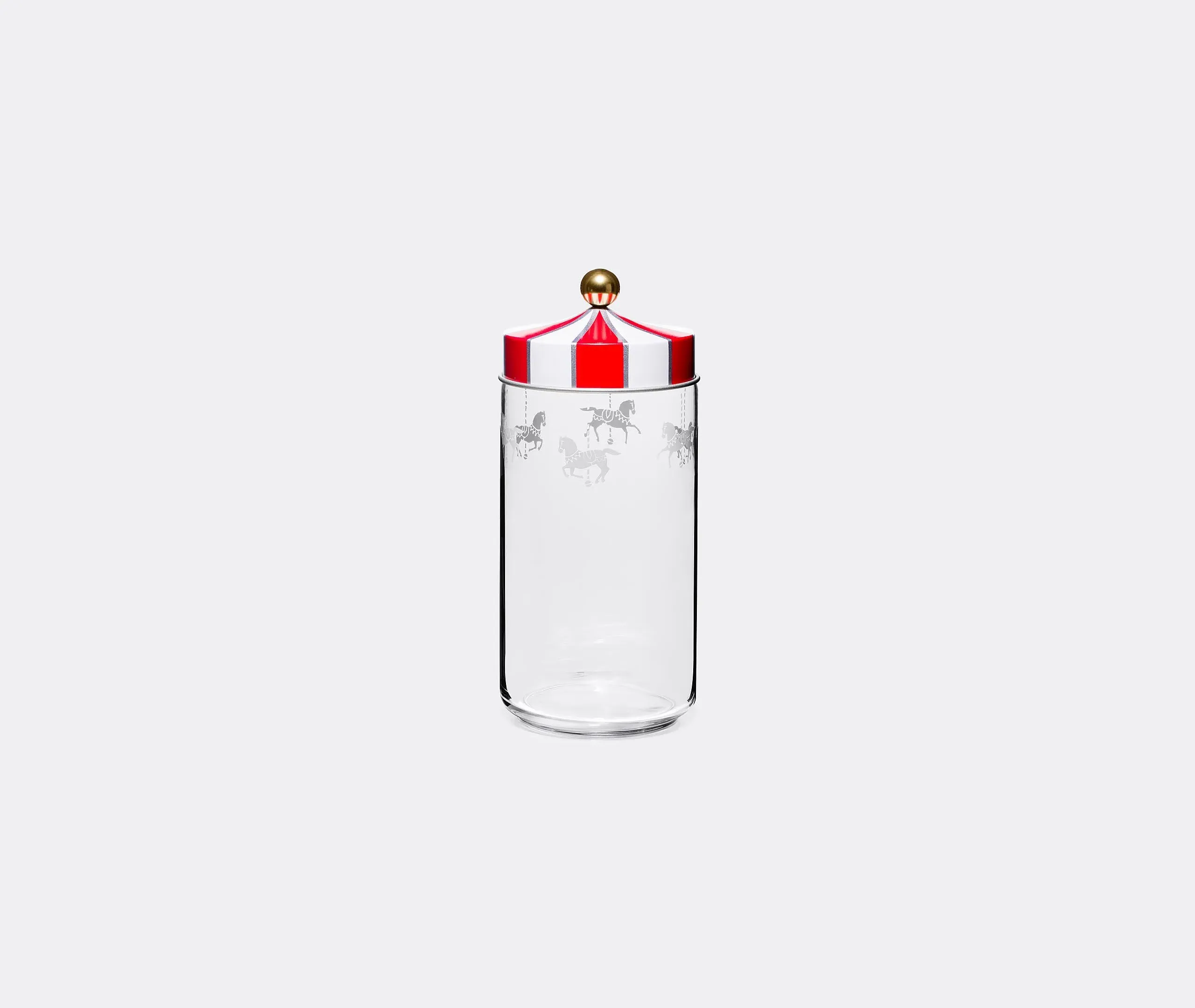 Glass Storage Jar with Striped Lid - Red, Glass image