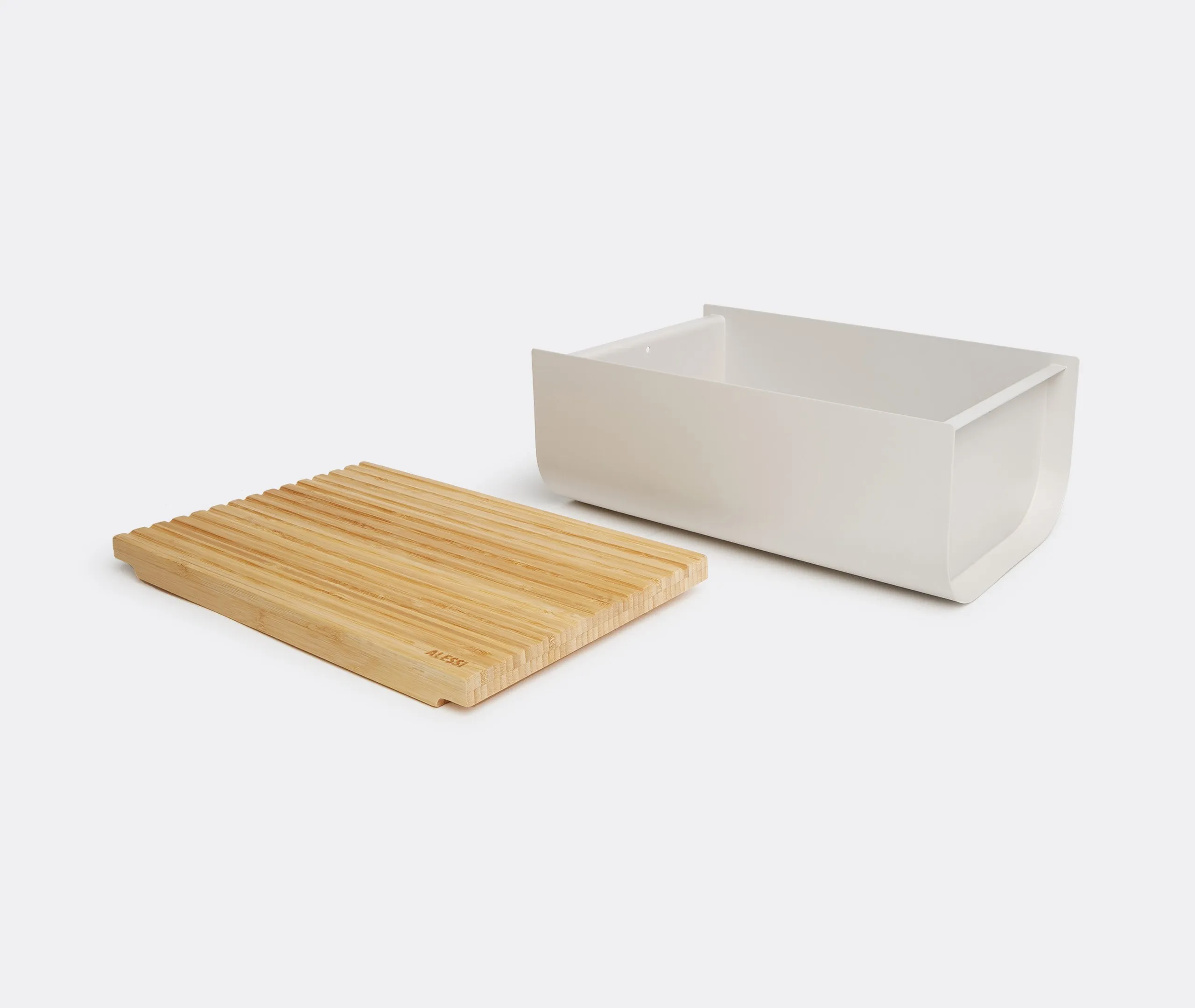 Mattina Bread Box with Cutting Lid - Warm Grey, Stainless Steel