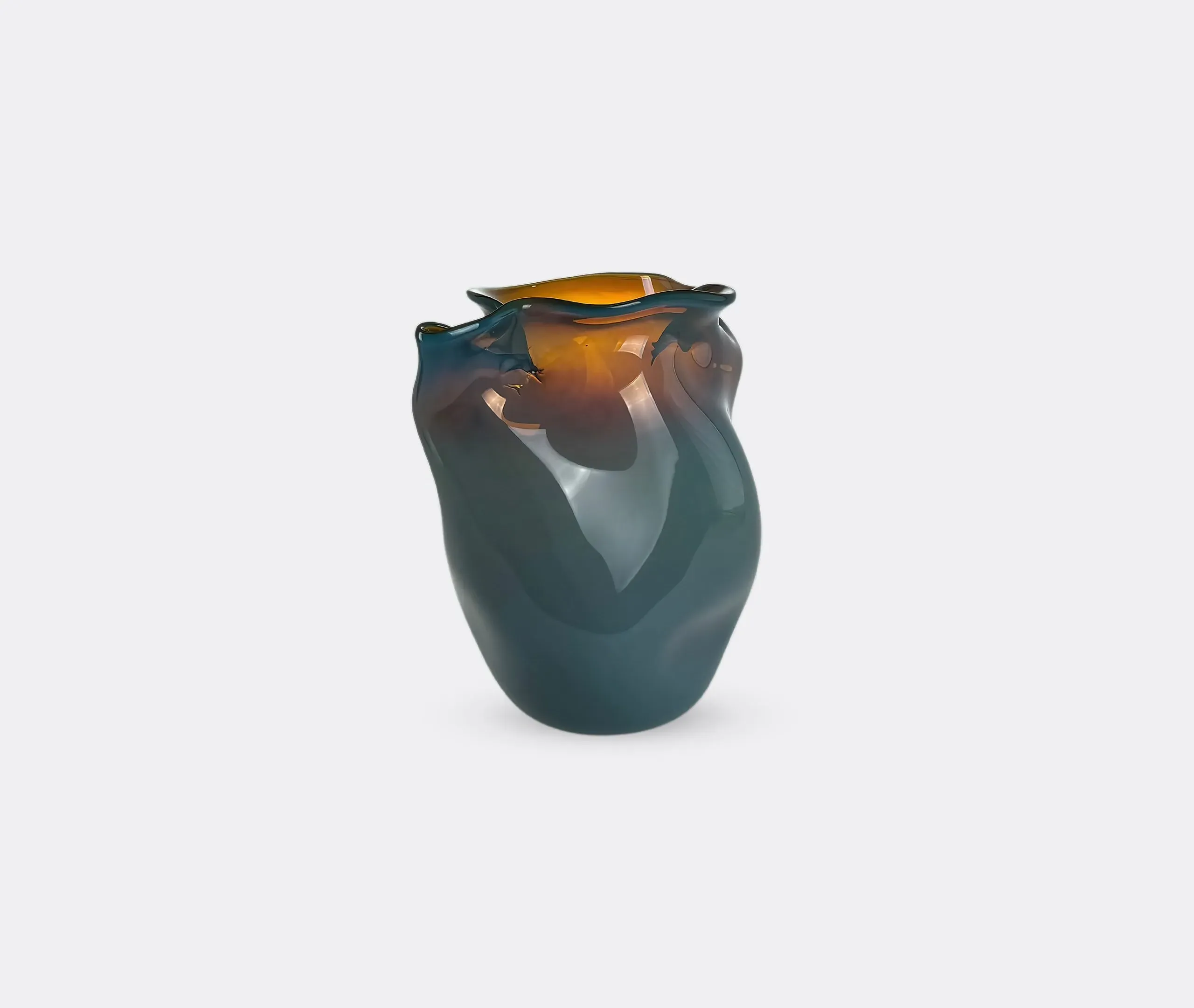 Conch Sculptural Vase - Green, Blown Glass