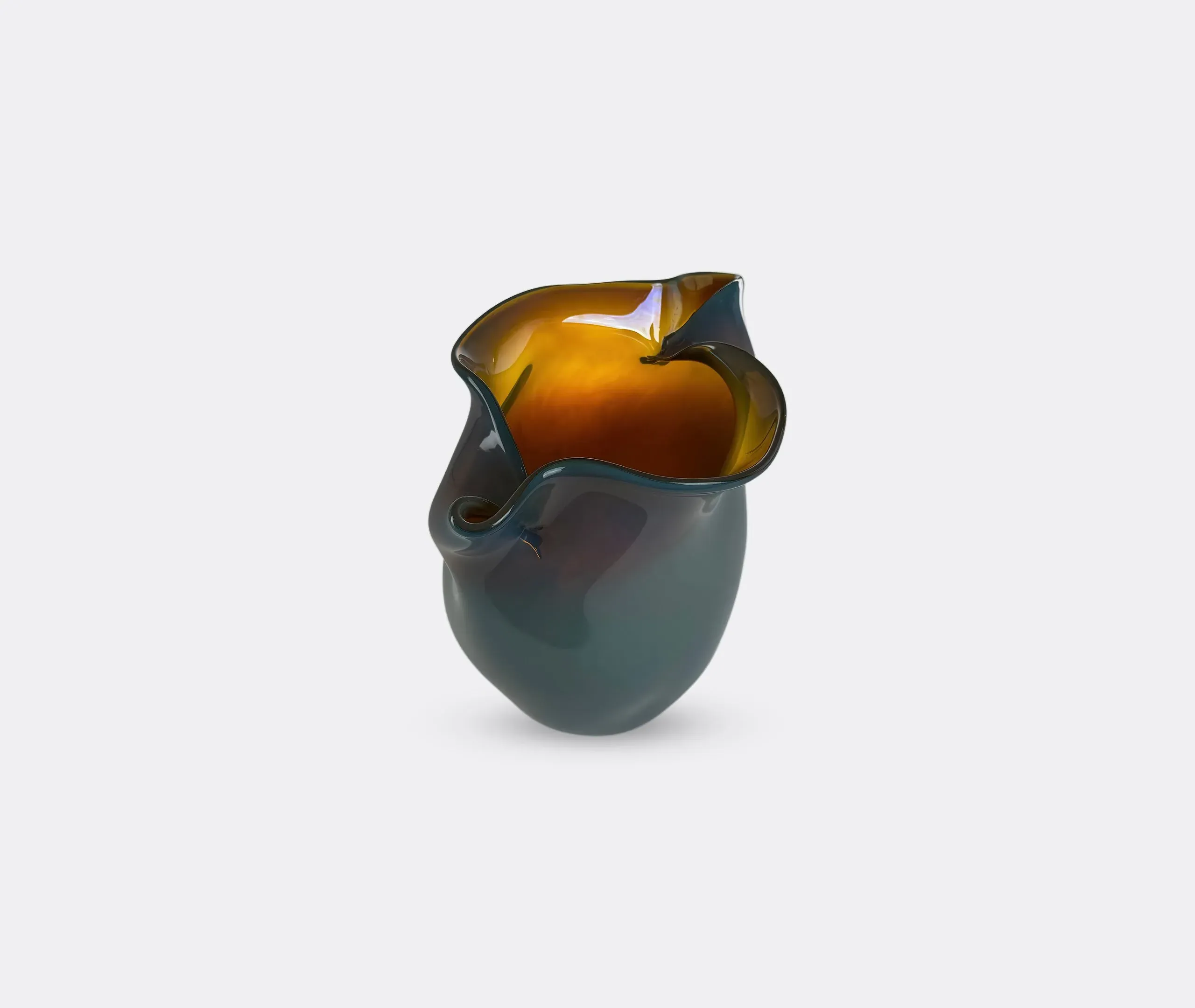 Conch Sculptural Vase - Green, Blown Glass