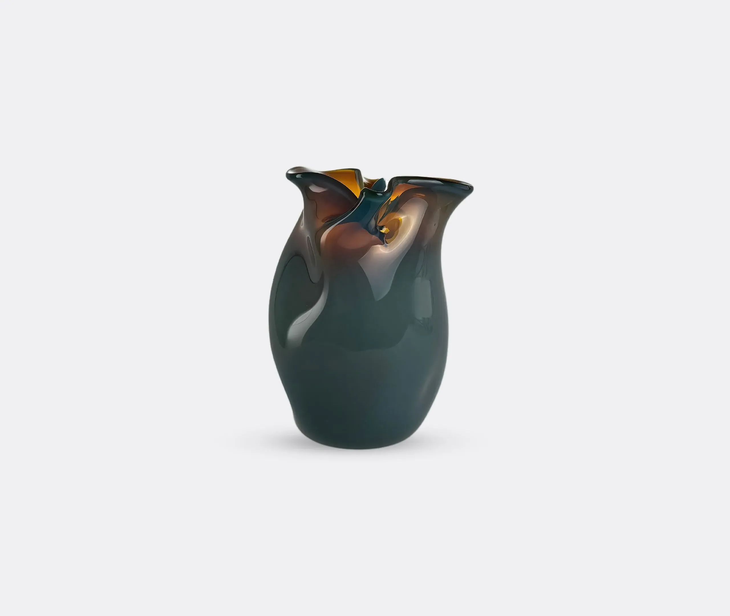 Conch Sculptural Vase - Green, Blown Glass