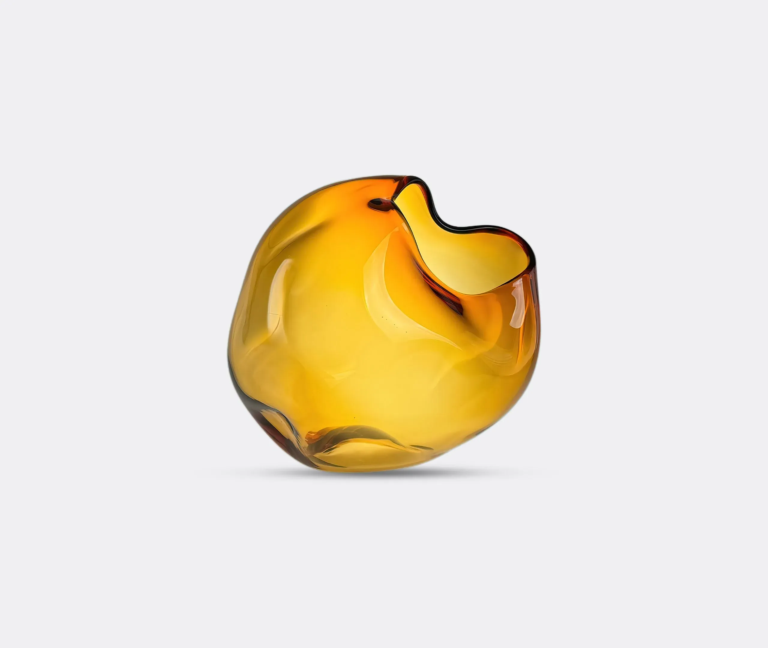 Sculptural Vase with Indentations - Amber, Glass