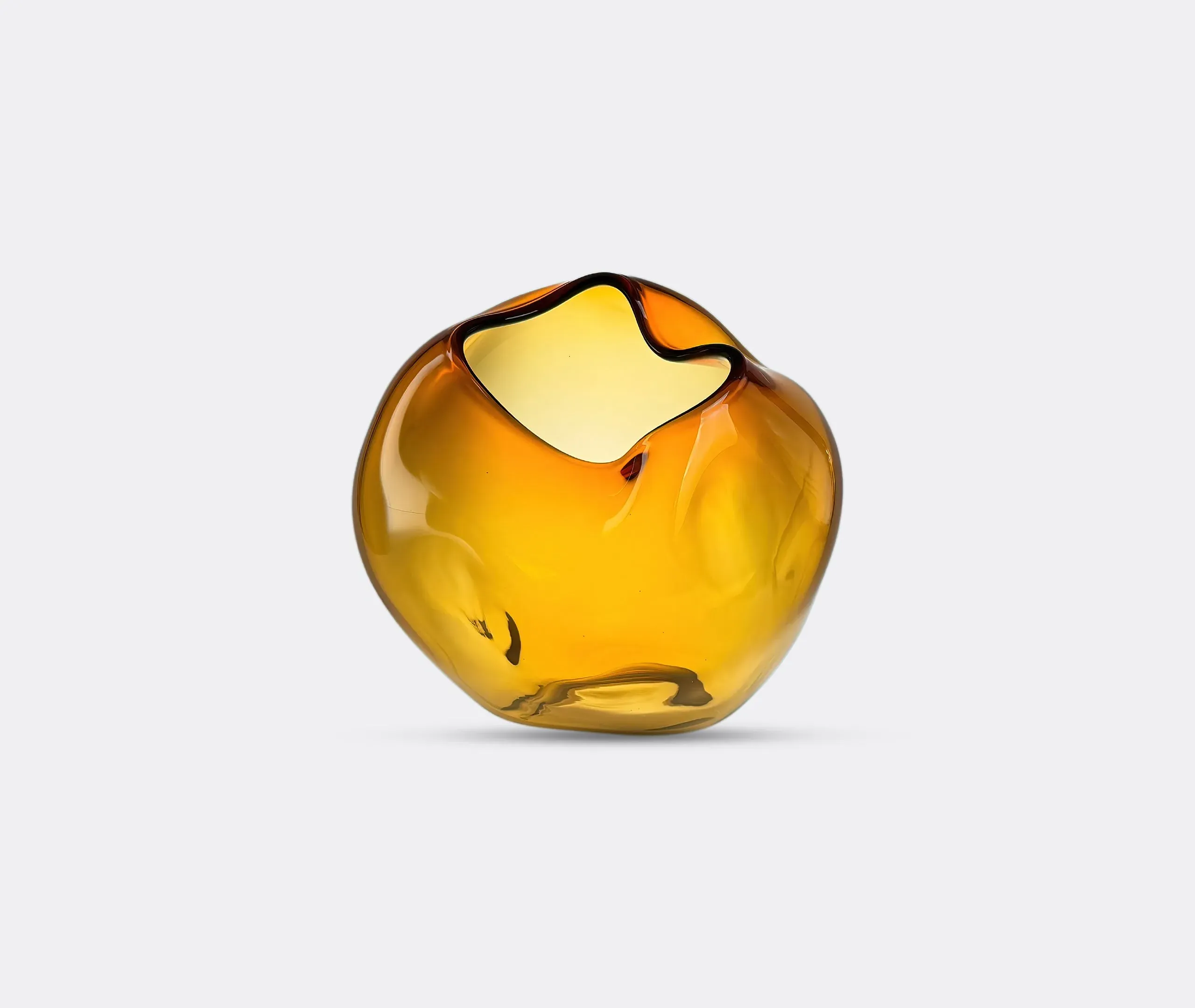 Sculptural Vase with Indentations - Amber, Glass