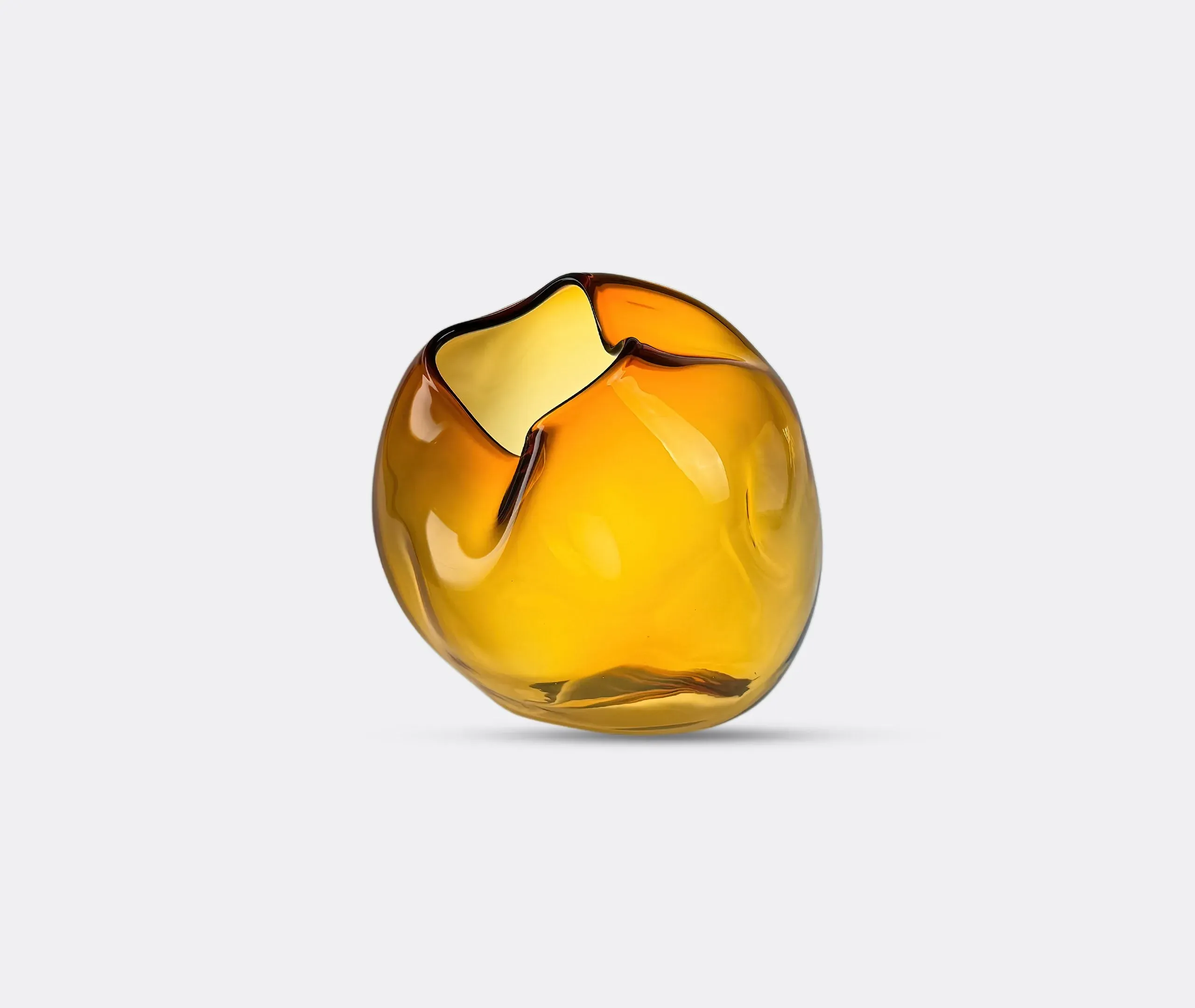 Sculptural Vase with Indentations - Amber, Glass image
