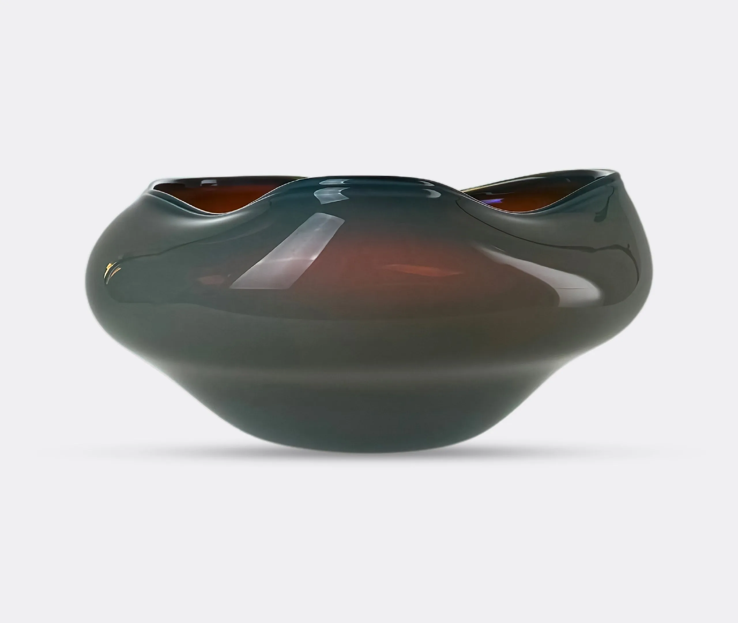 Sculptural Vase with Indentations - Green, Glass