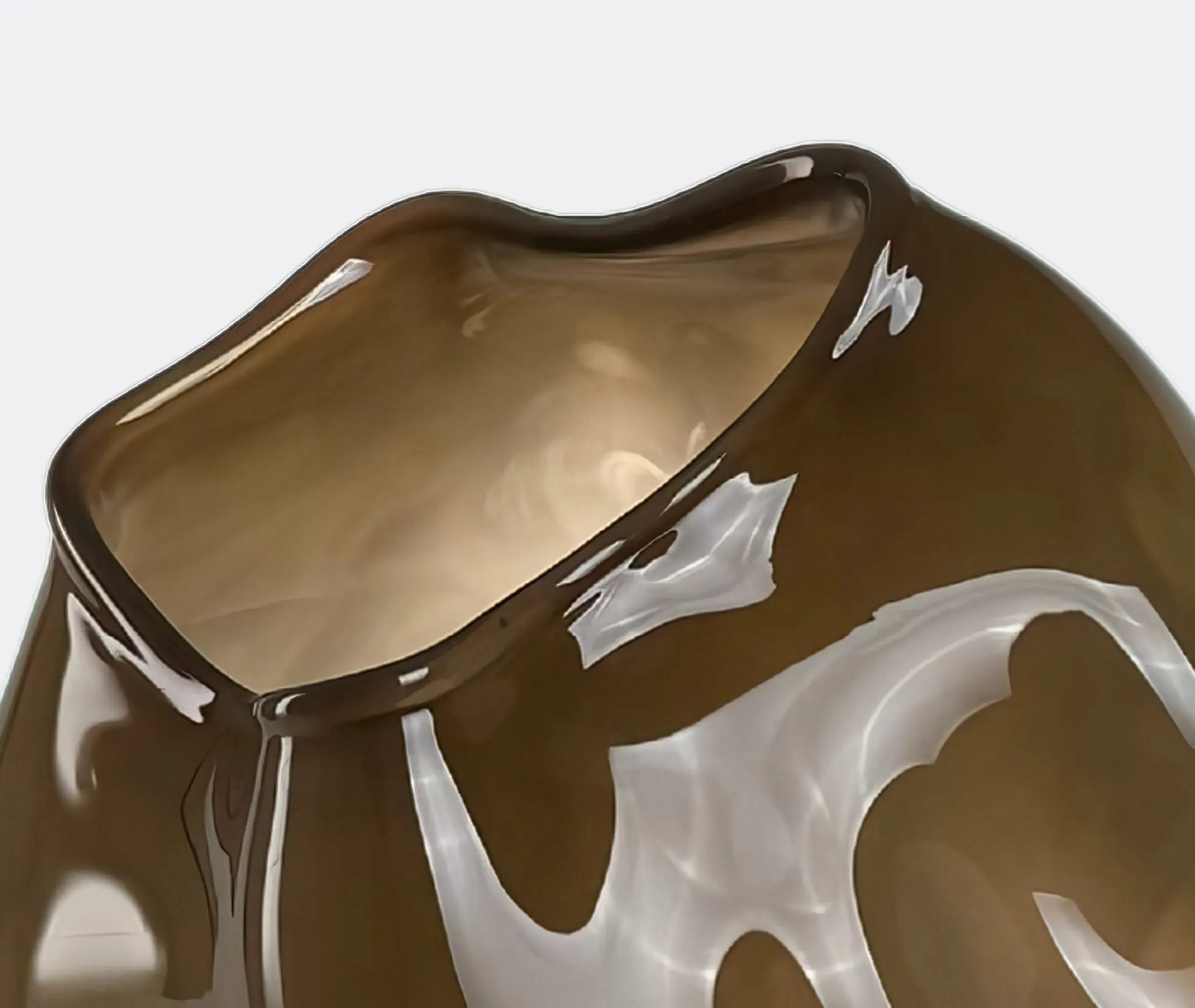 Sculptural Vase with Indentations - Olive, Glass
