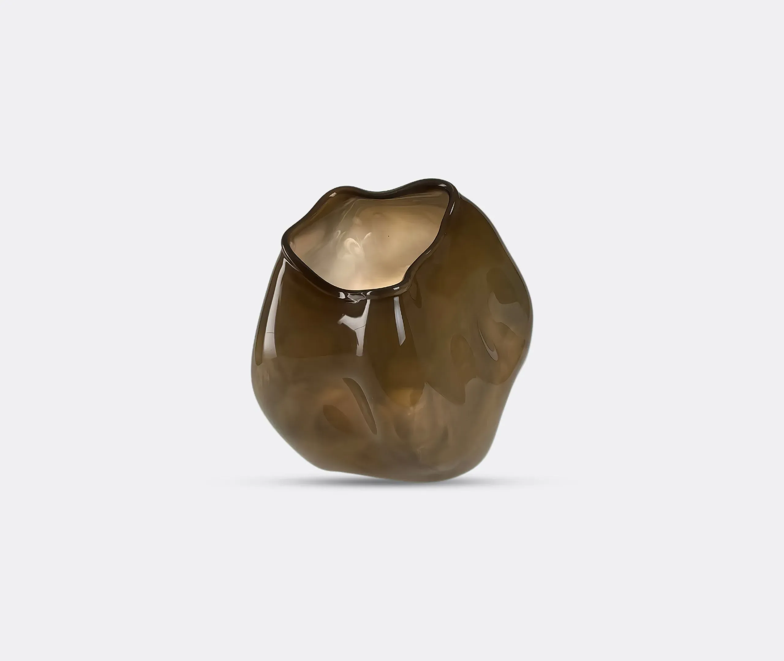 Sculptural Vase with Indentations - Olive, Glass