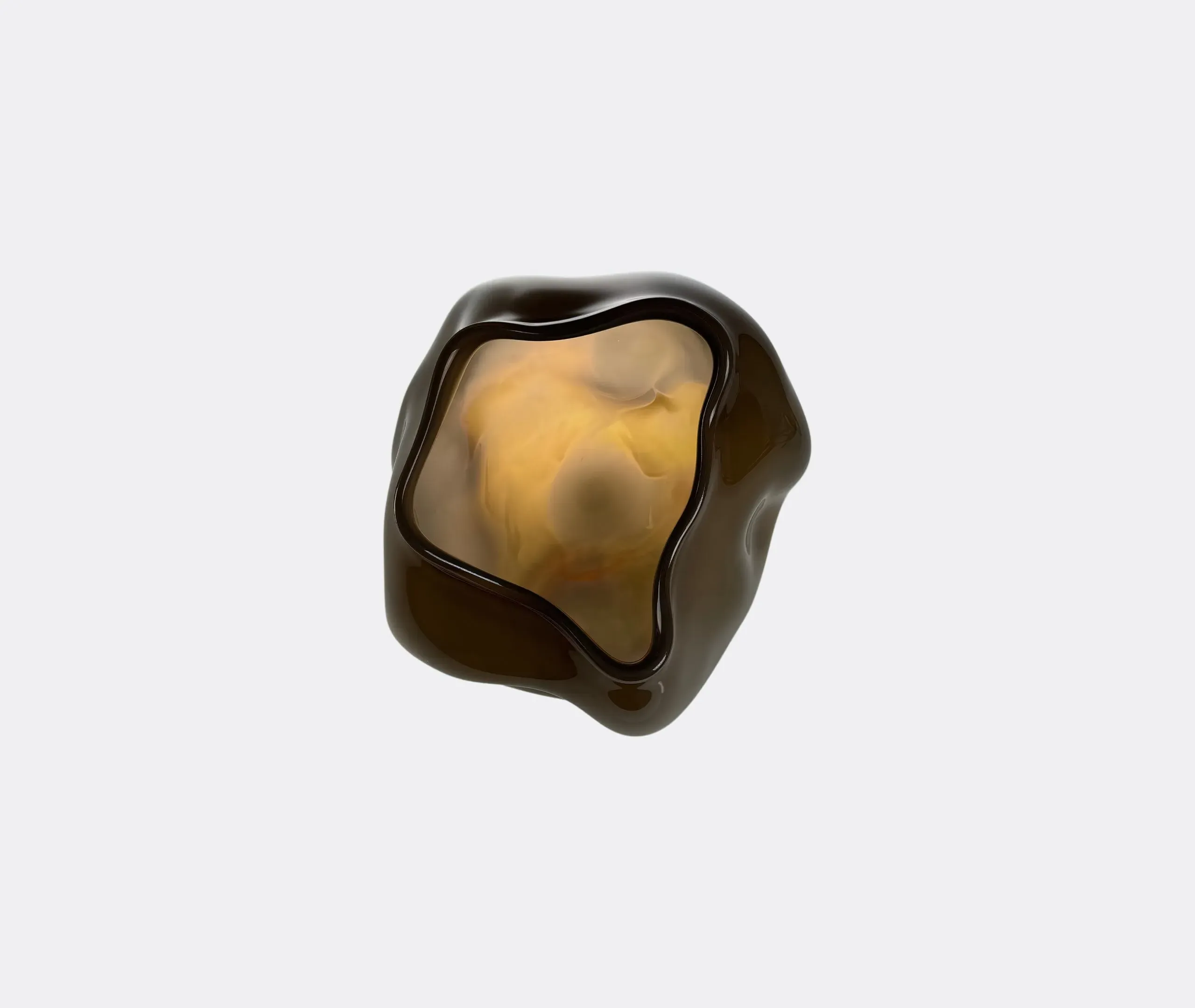 Sculptural Vase with Indentations - Olive, Glass