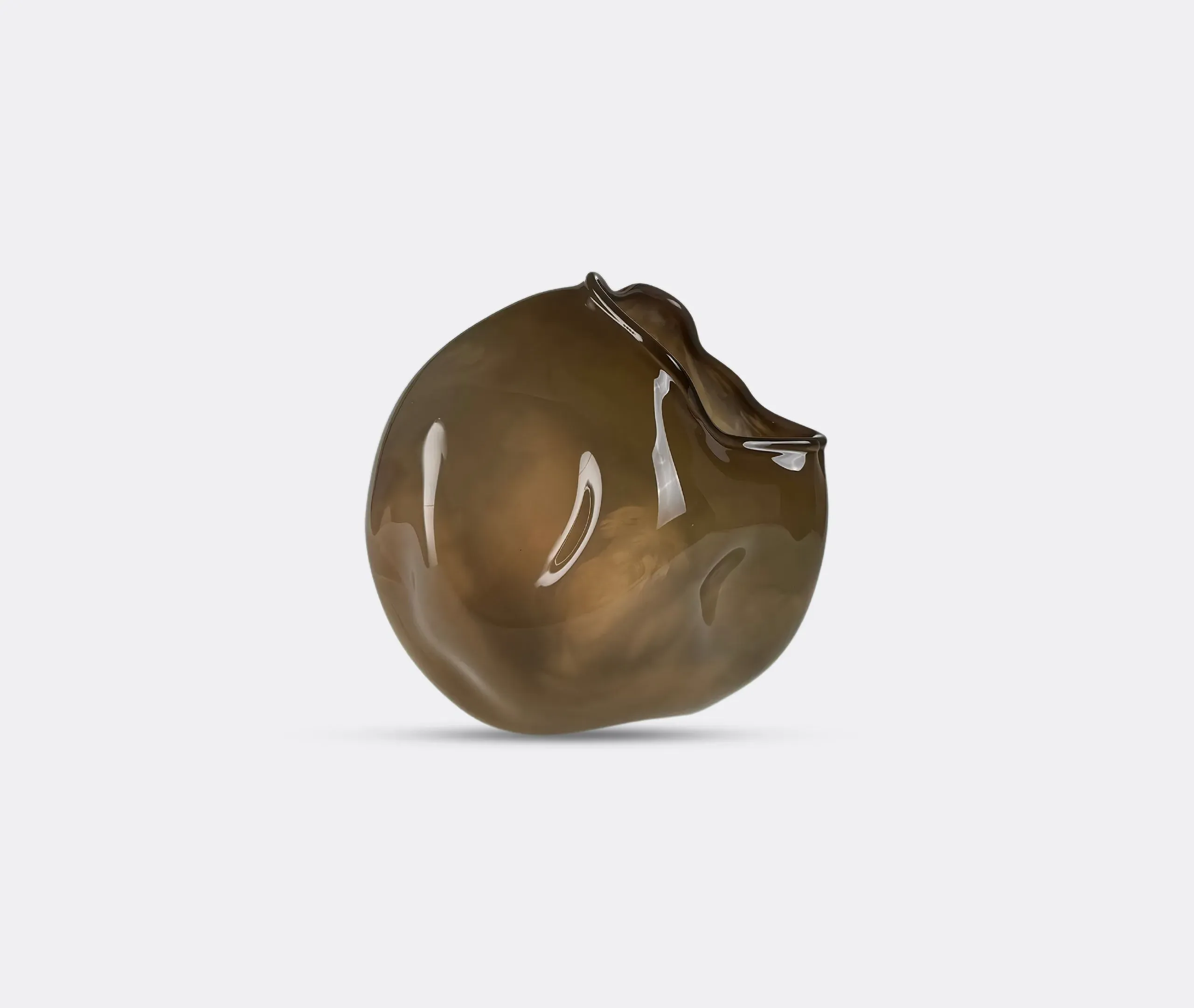 Sculptural Vase with Indentations - Olive, Glass