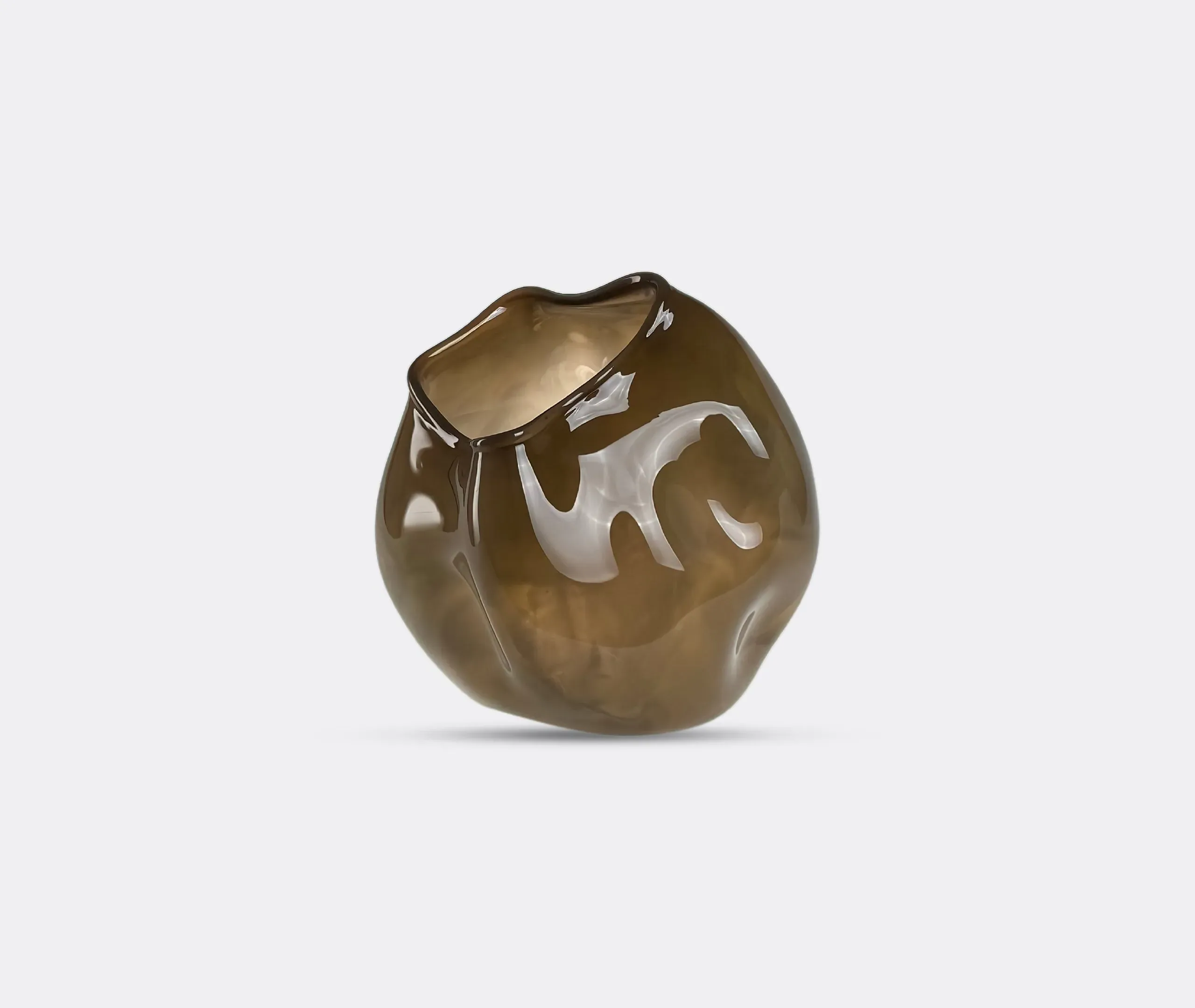 Sculptural Vase with Indentations - Olive, Glass