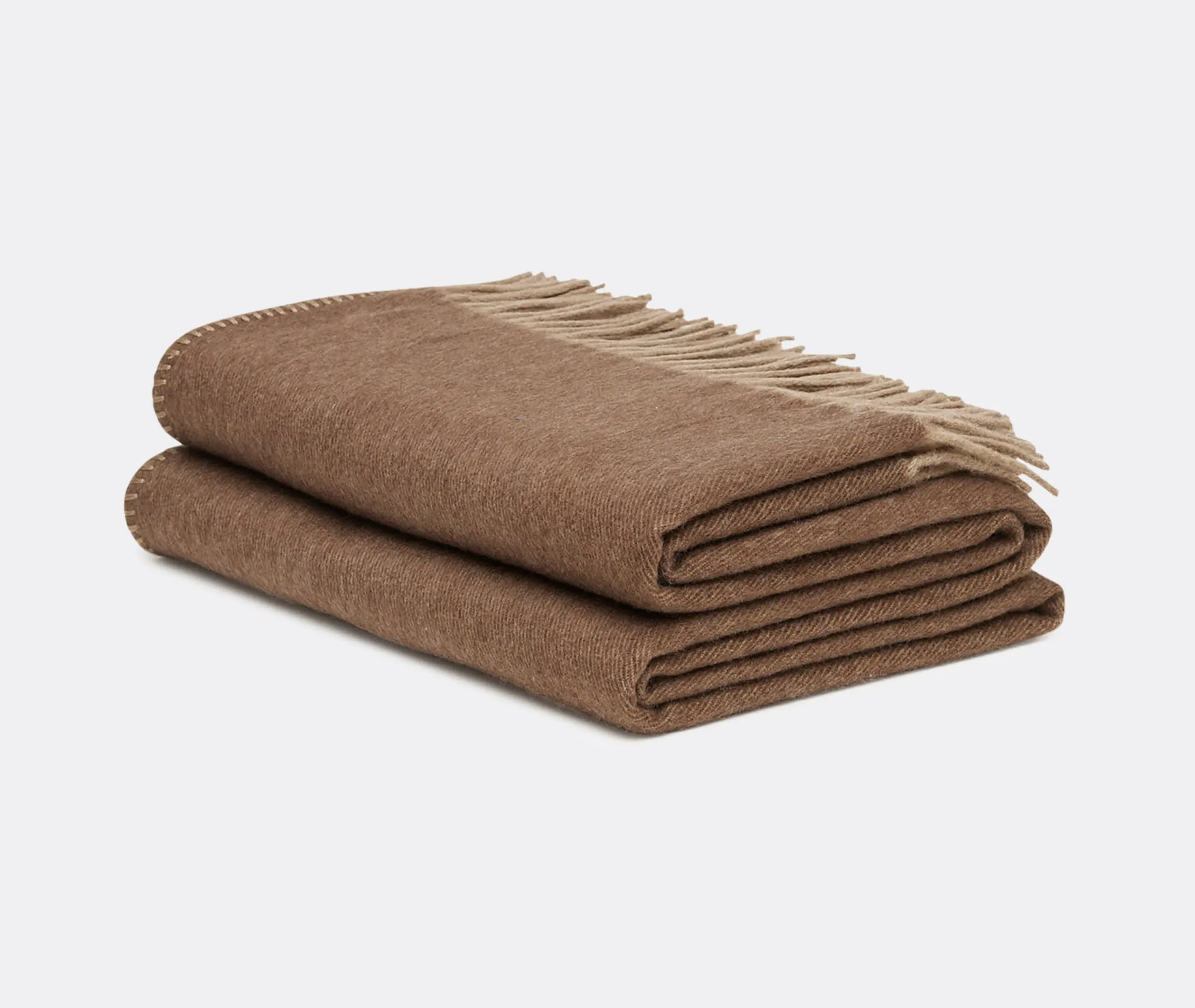 Double-Sided Throw with Fringe - Beige, Cashmere image