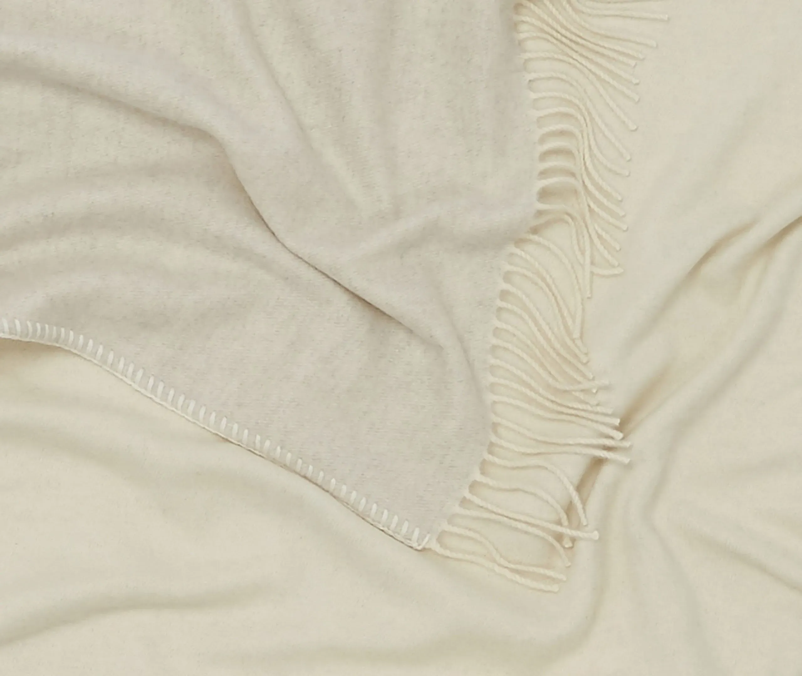 Double-Sided Throw with Fringe - Pearl, Cashmere