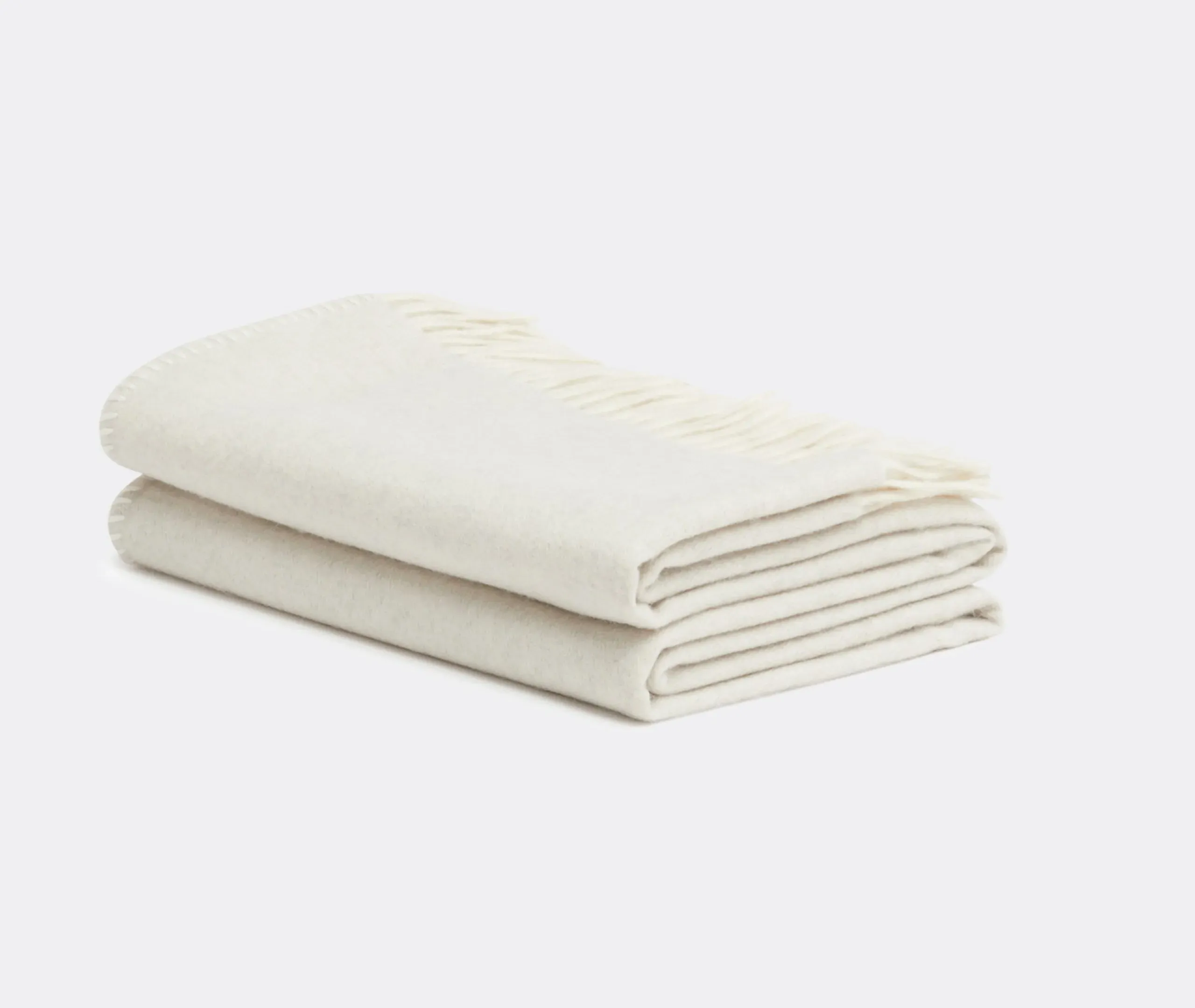 Double-Sided Throw with Fringe - Pearl, Cashmere