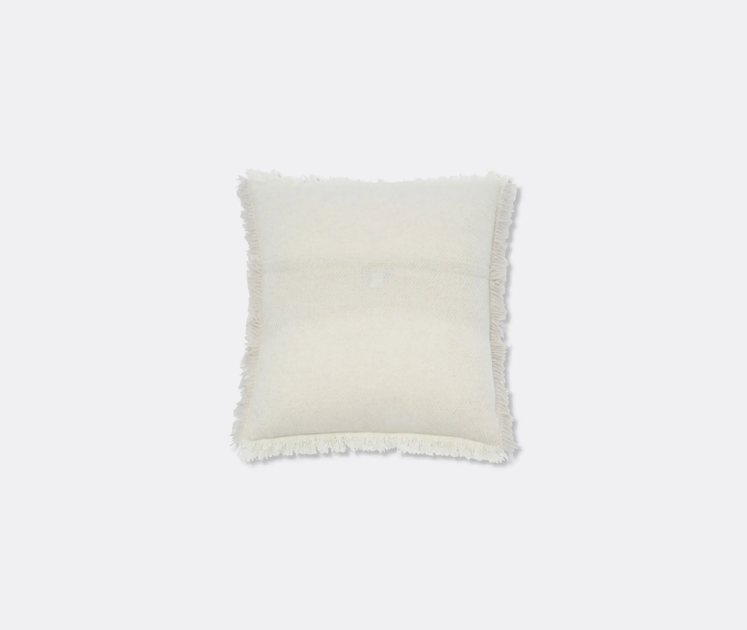 Knitted Cushion with Fringe - Ecru, Cashmere
