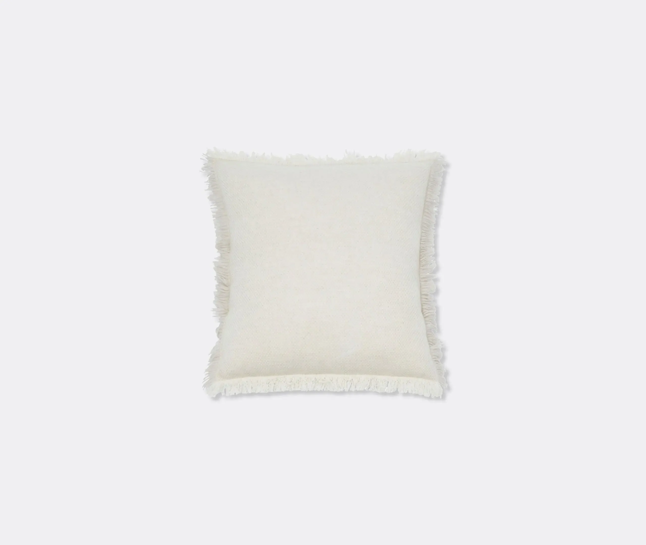 Knitted Cushion with Fringe - Ecru, Cashmere