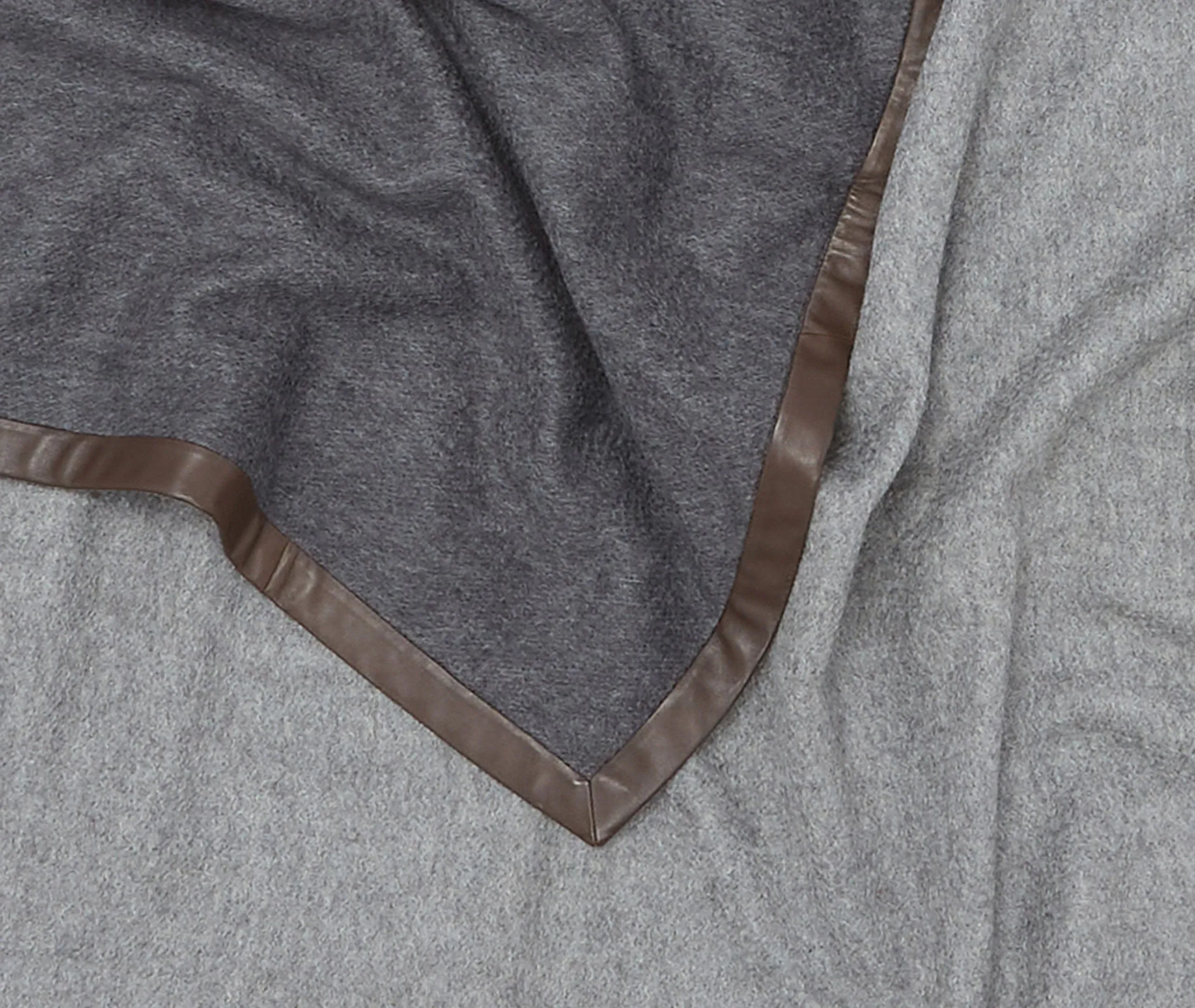 Salon Throw Blanket with Nappa Edging - Grey