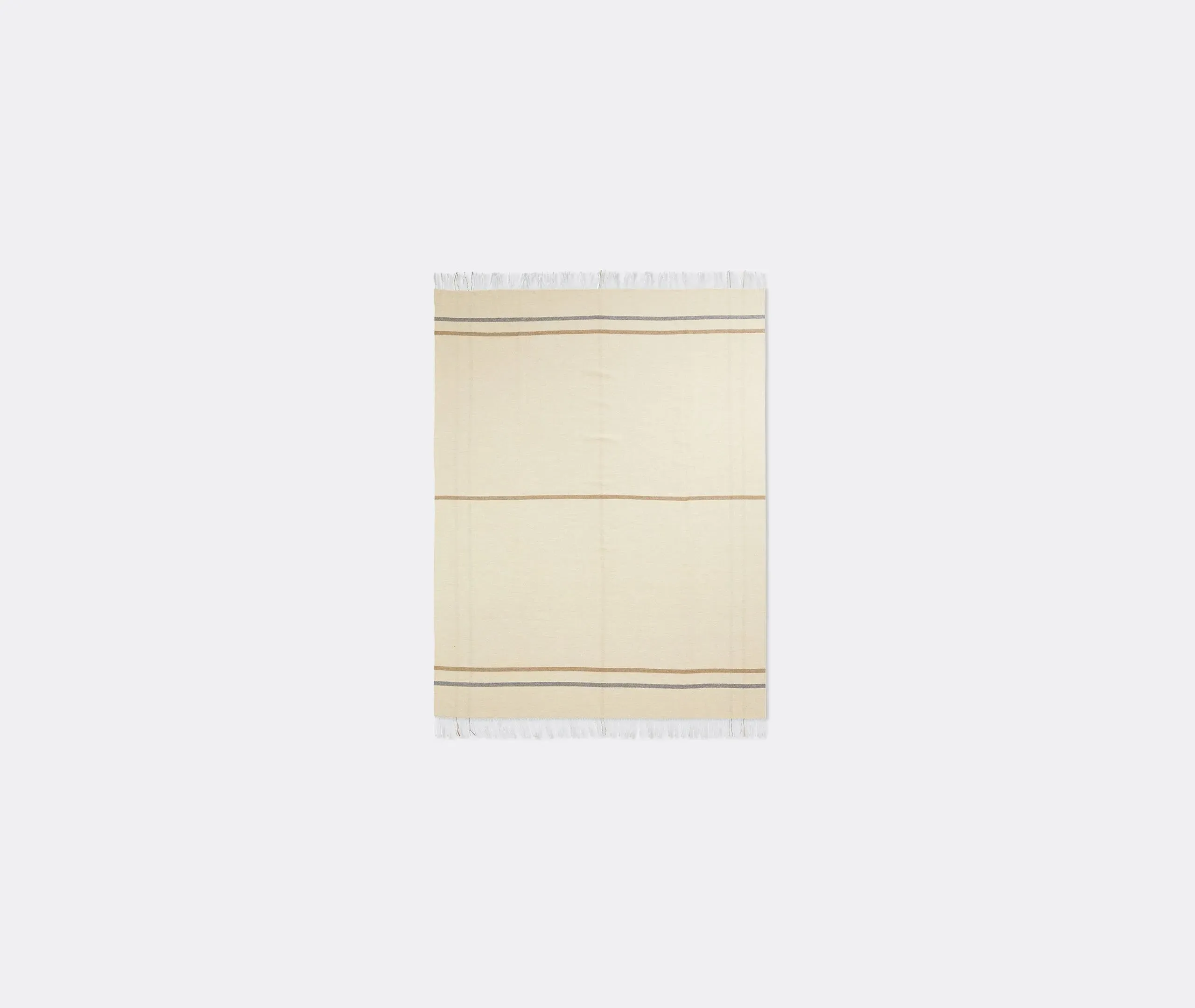 Striped Throw Blanket with Fringe - Cream, Cashmere