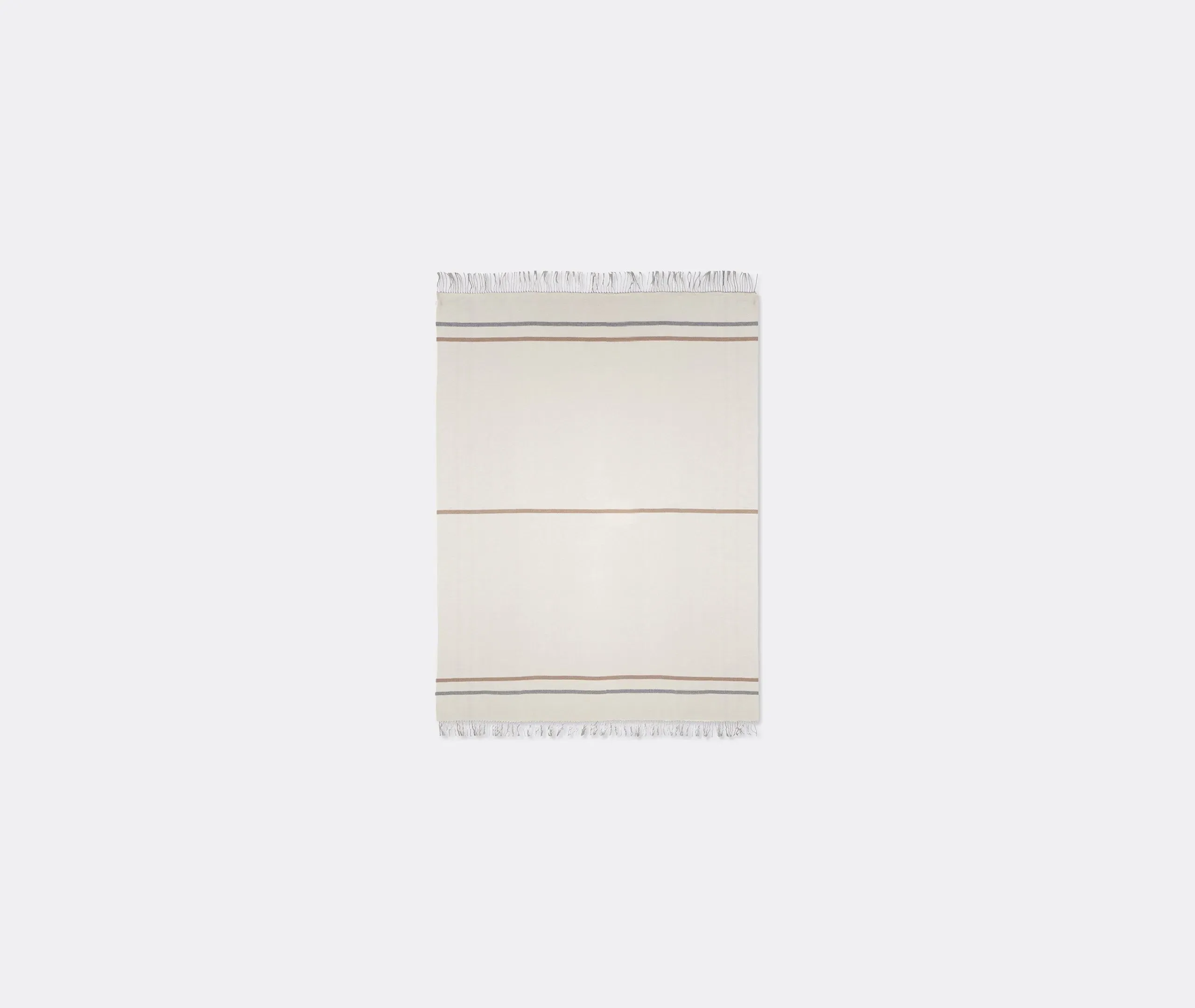 Striped Throw Blanket with Fringe - Cream, Cashmere