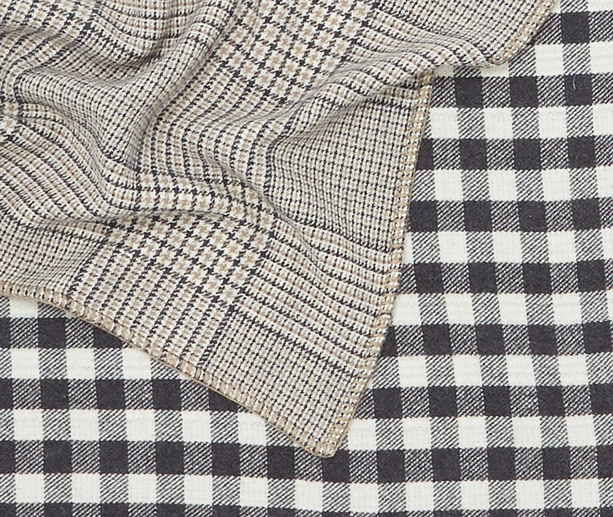 Throw Blanket with Check Pattern - Multicolor, Cashmere