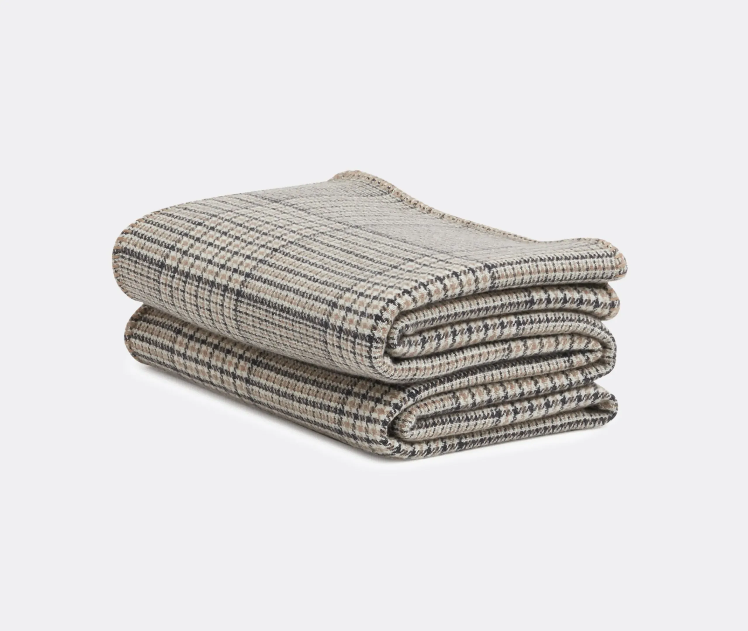 Throw Blanket with Check Pattern - Multicolor, Cashmere