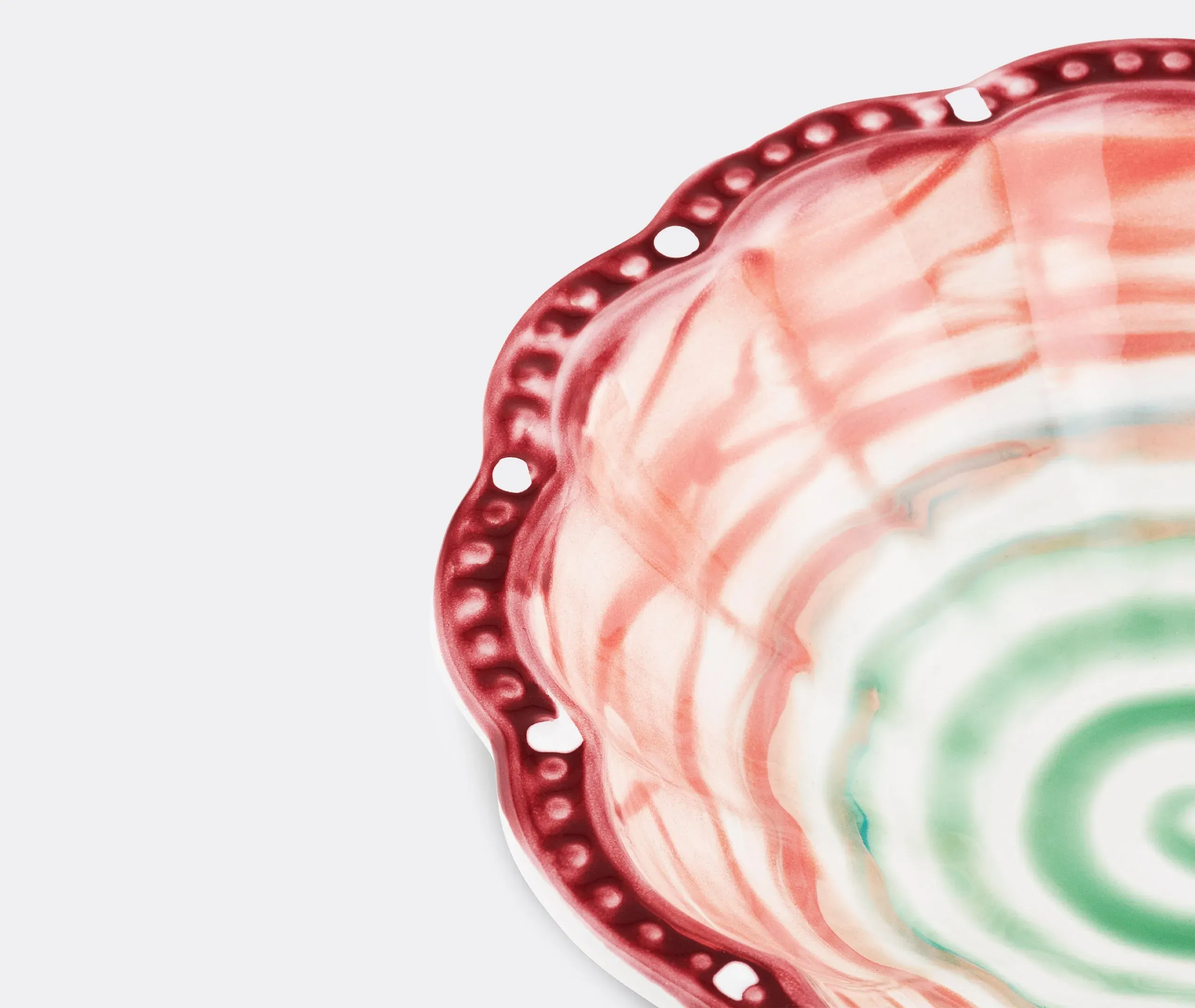 Alegria Soup Plate Set of Two - Coral Red, Ceramic