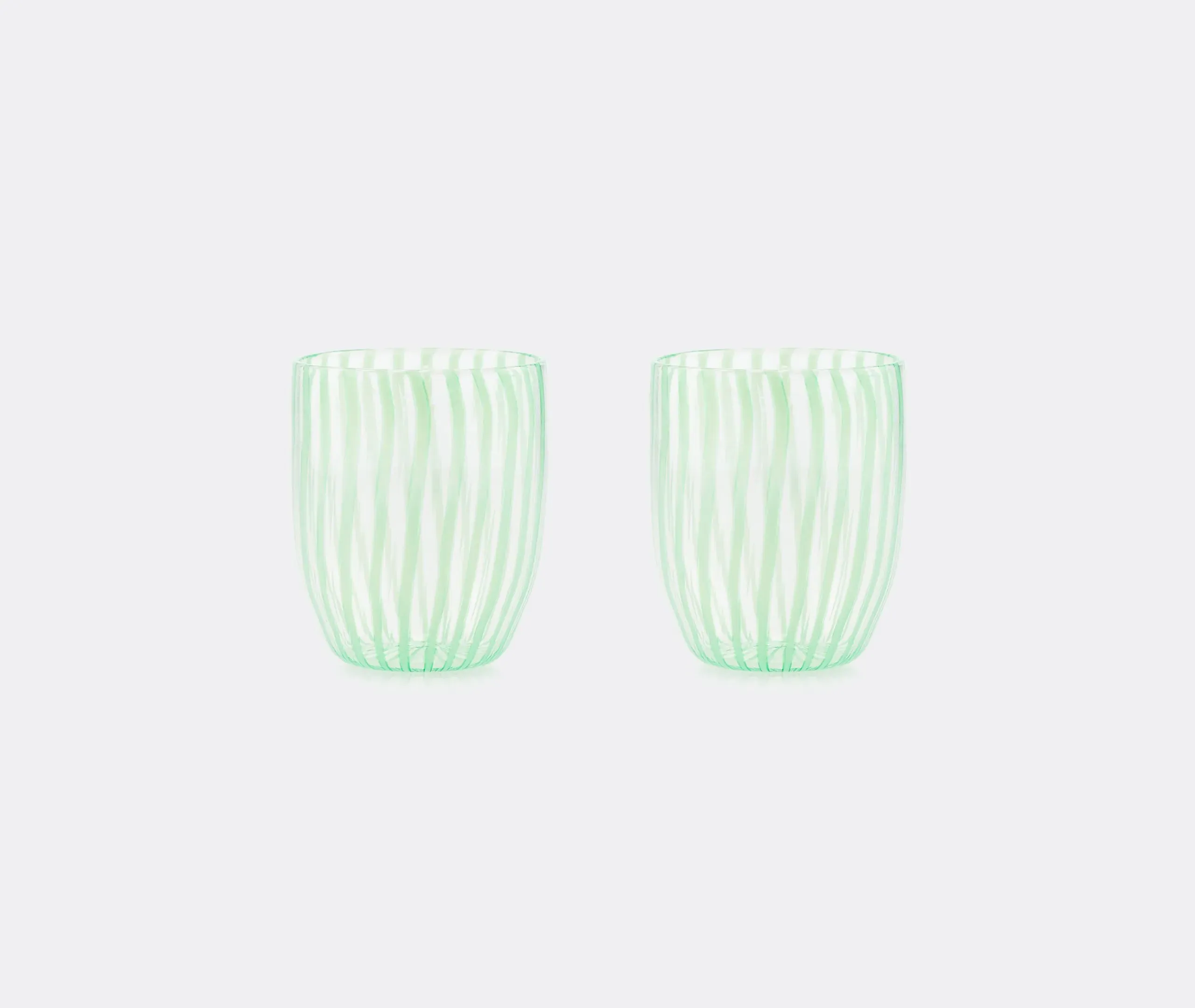Capri Stripe Tumbler Set of Two - Light Green, Glass