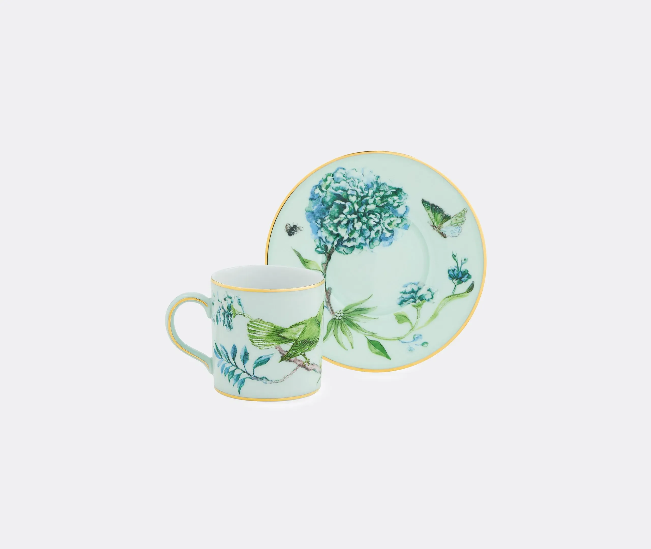 Coffee Cup and Saucer Set - Green, Porcelain