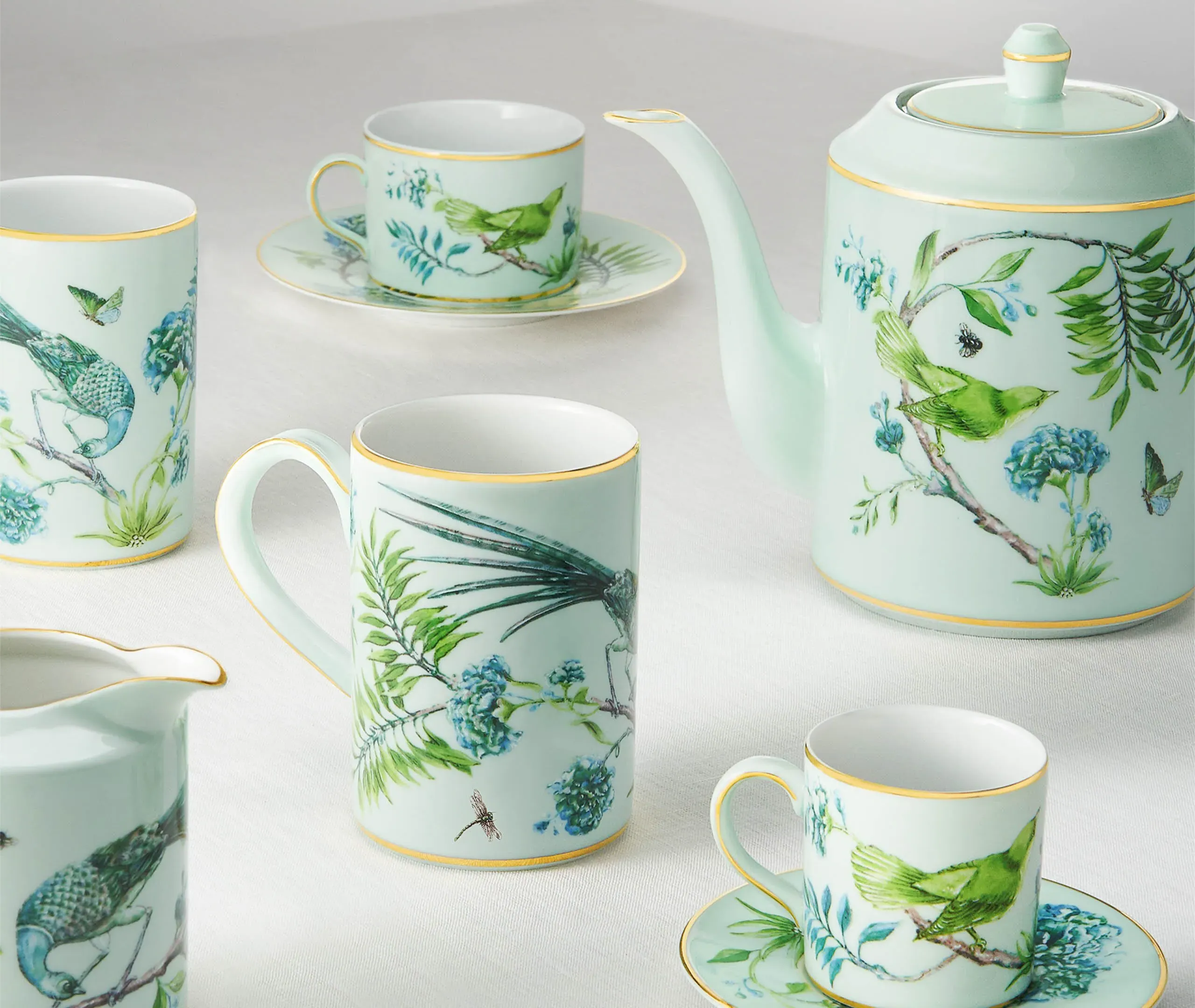 Coffee Cup and Saucer Set - Green, Porcelain