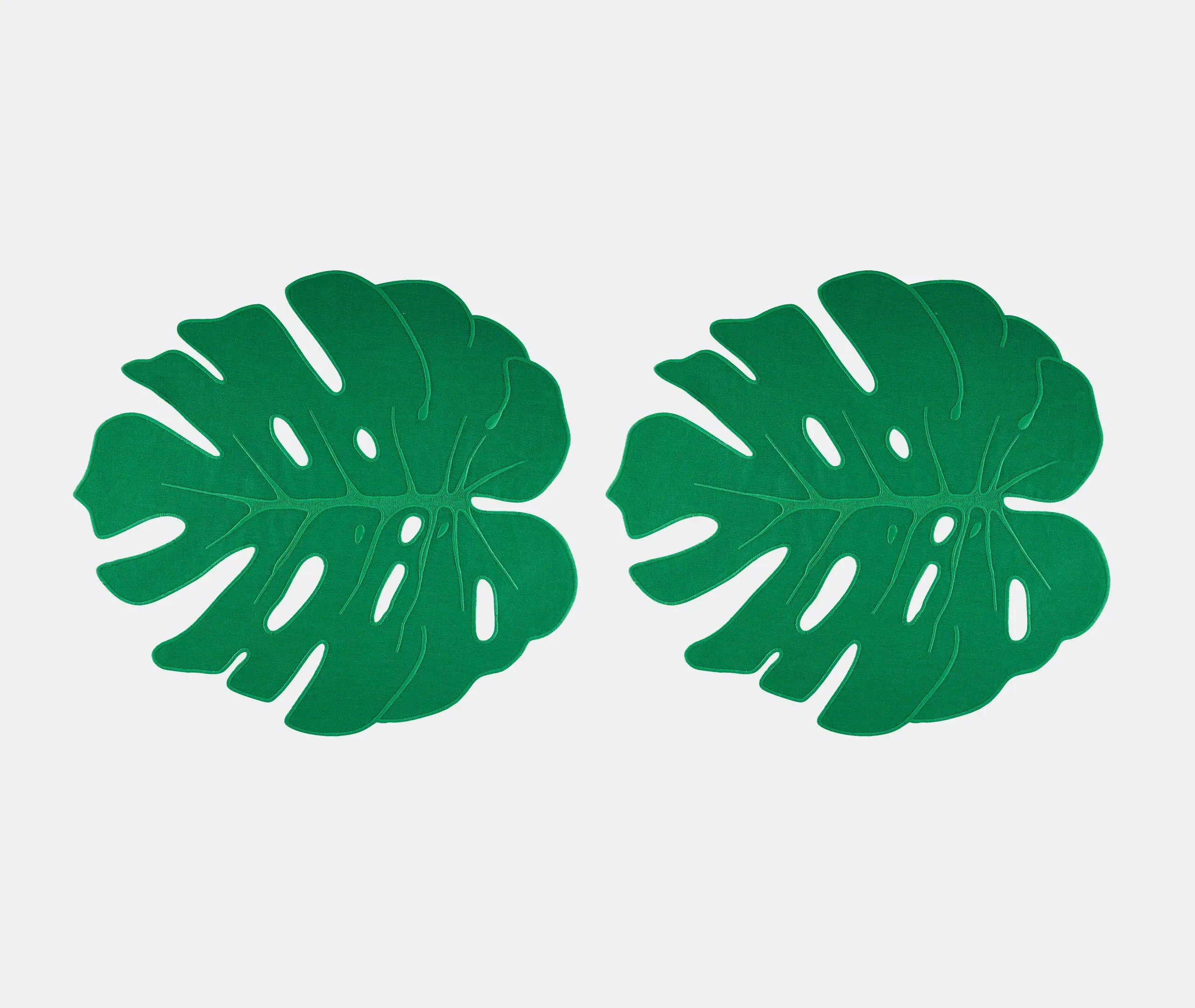 Florida Leaf Placemat Set of 2 - Emerald, Linen image