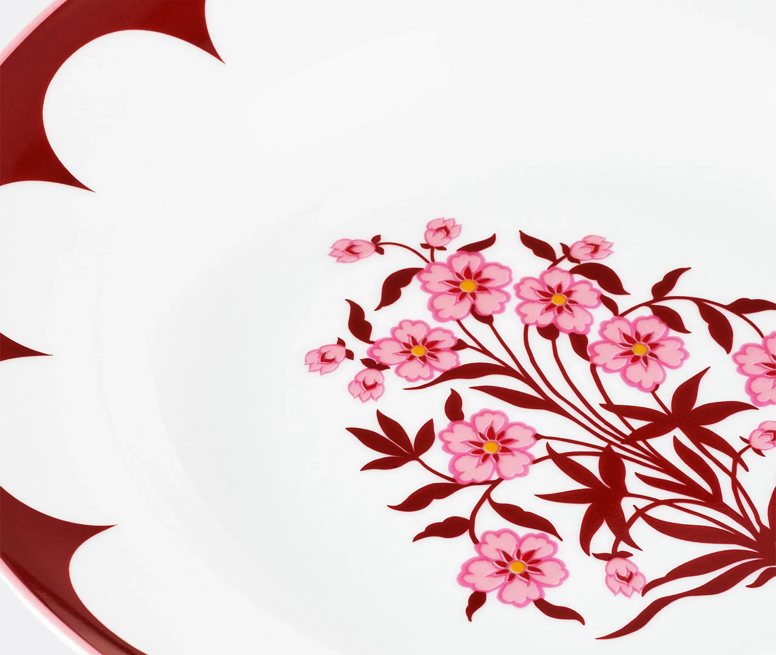 Jaipur Soup Plate Set of Two - Bordeaux and Pink
