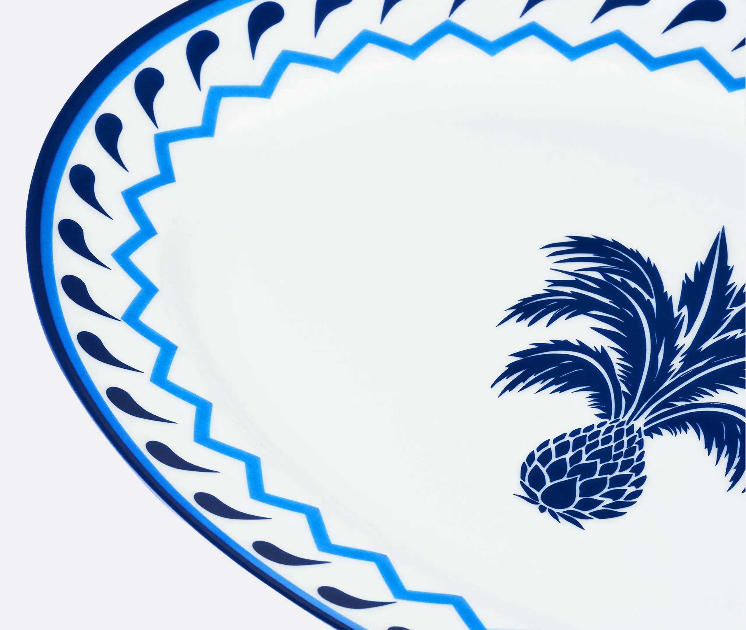 Oval Platter with Pineapple Emblem - Blue