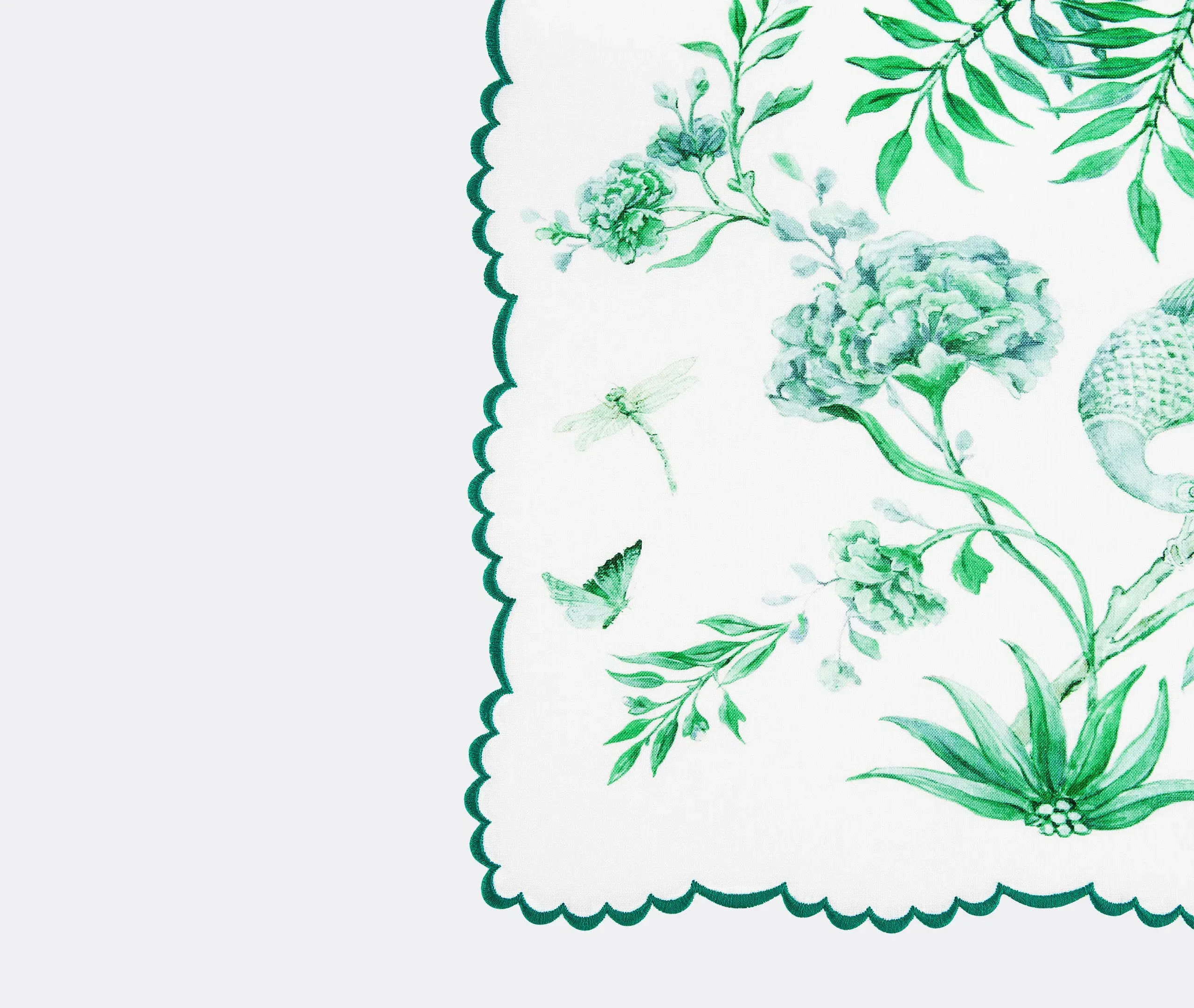 Placemat Set with Scalloped Edges - Green, Linen