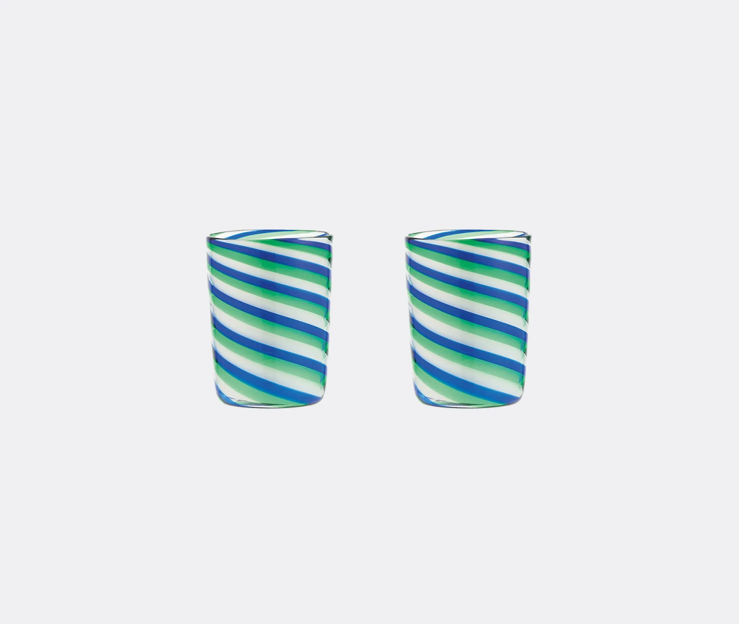 Rainbow Swirl Tumbler Set of Two - Blue Green, Murano Glass image