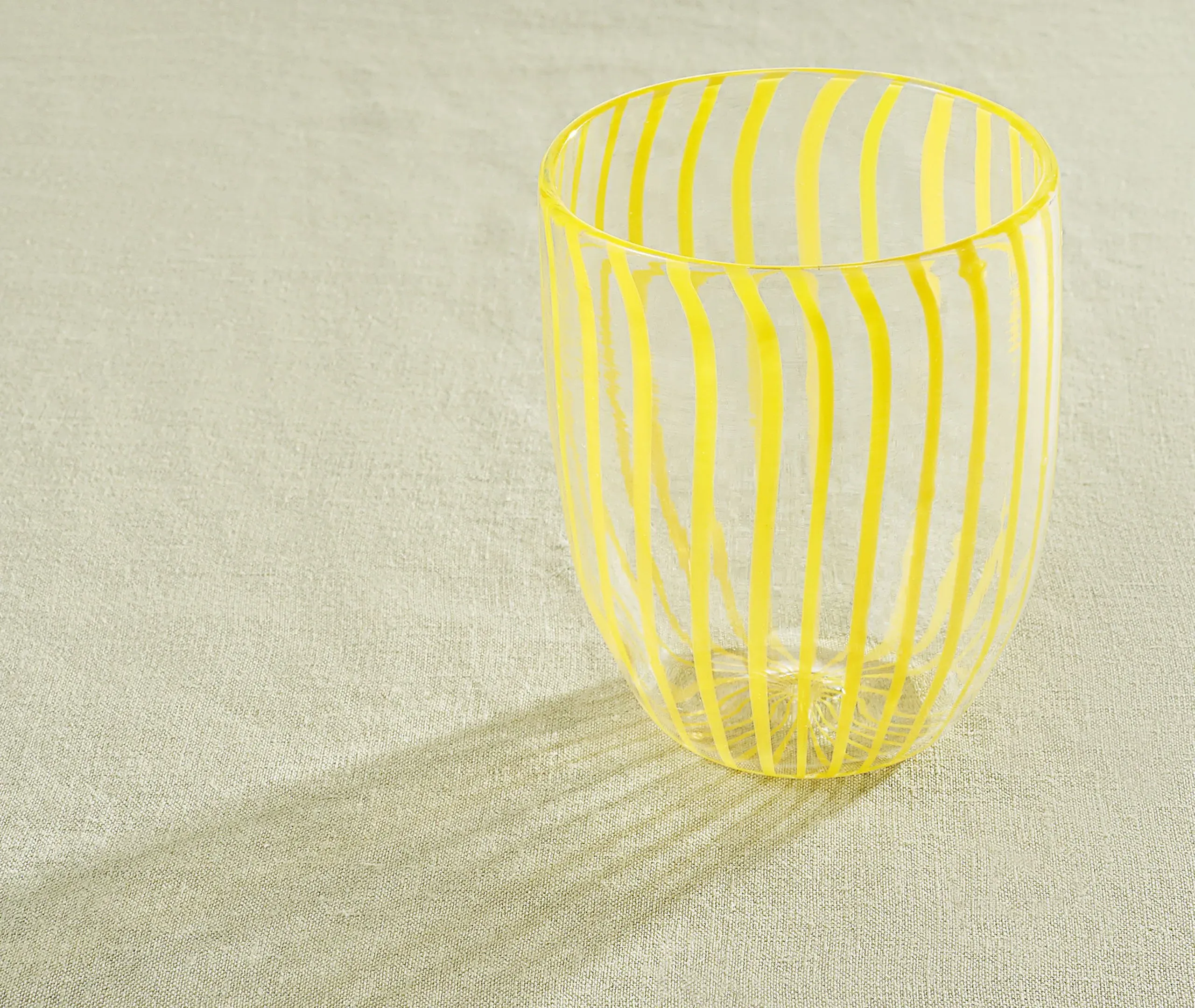 Set of 2 Striped Tumblers - Light Yellow, Glass